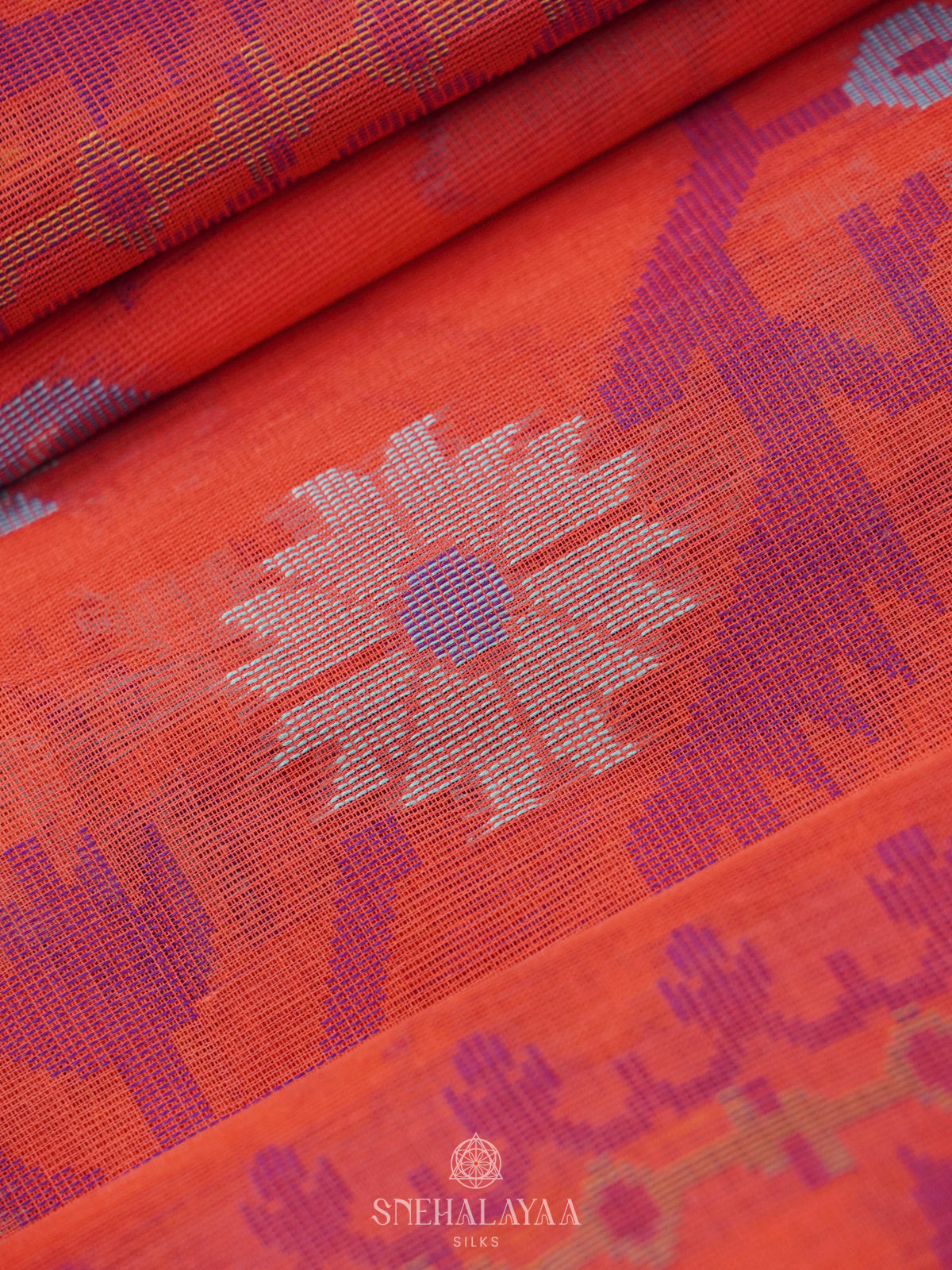 Peach Bengal Cotton Saree