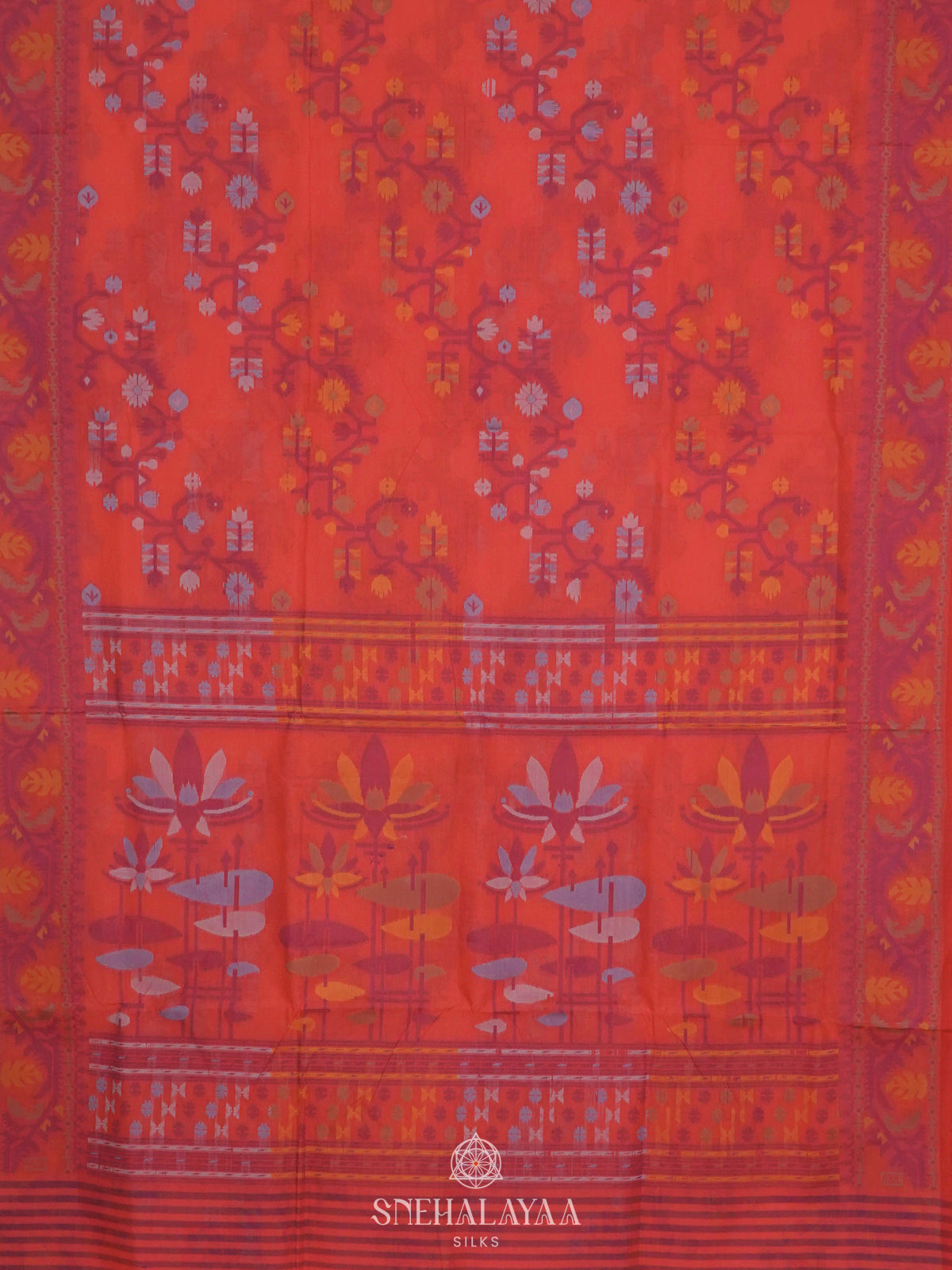 Peach Bengal Cotton Saree