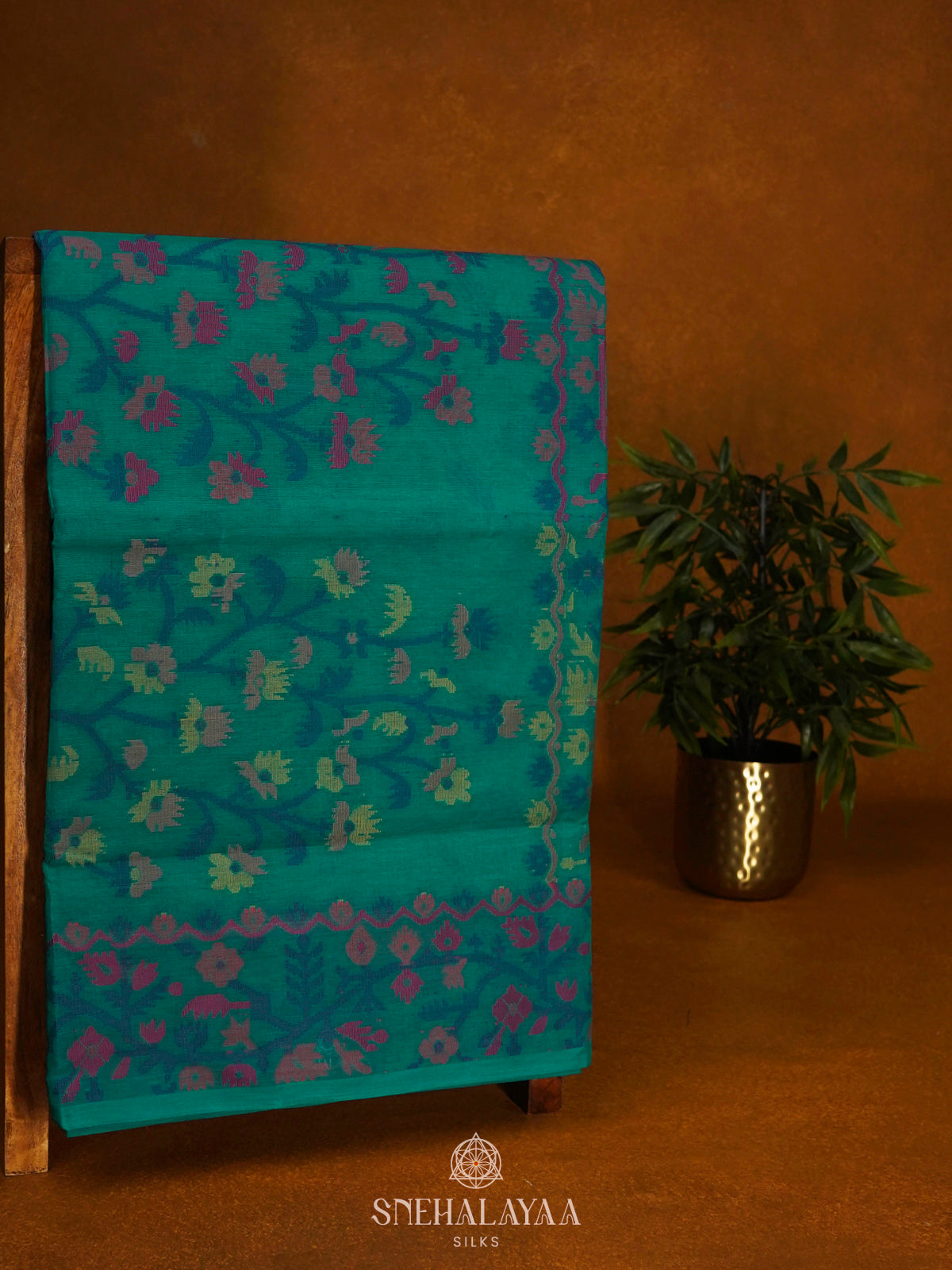 Peacock Blue Bengal Cotton Saree