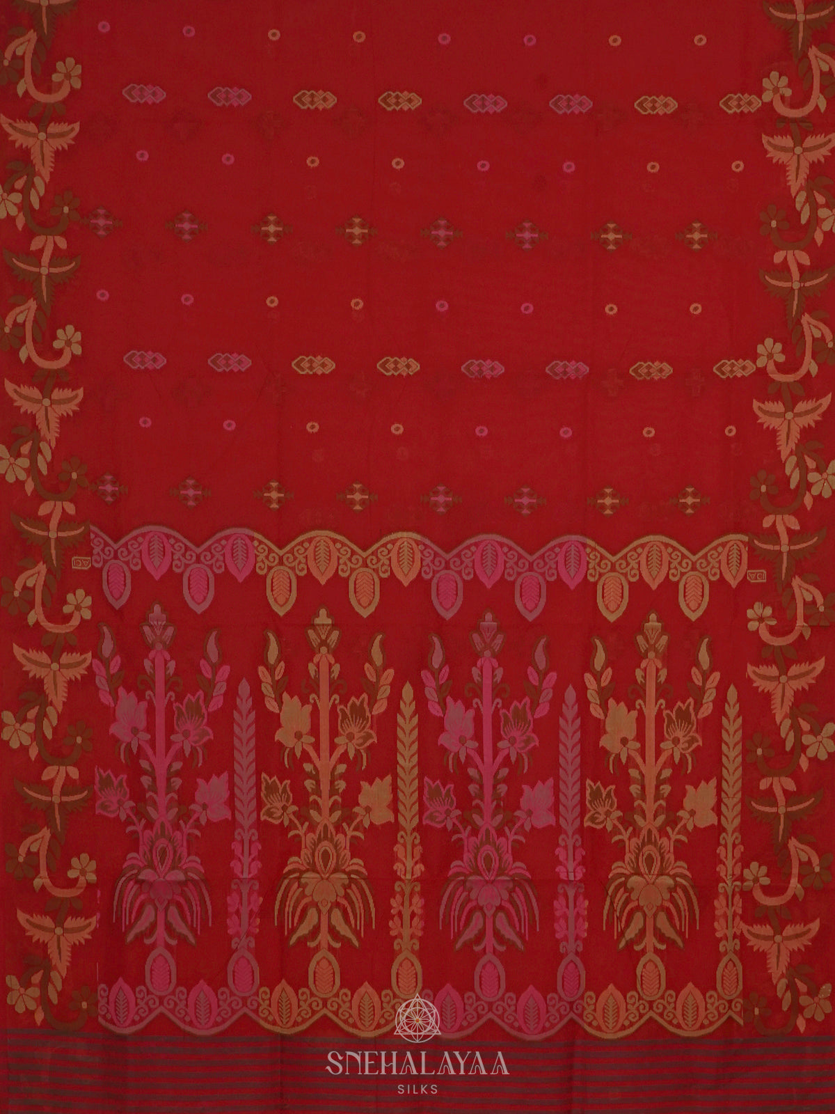 Red Bengal Cotton Saree
