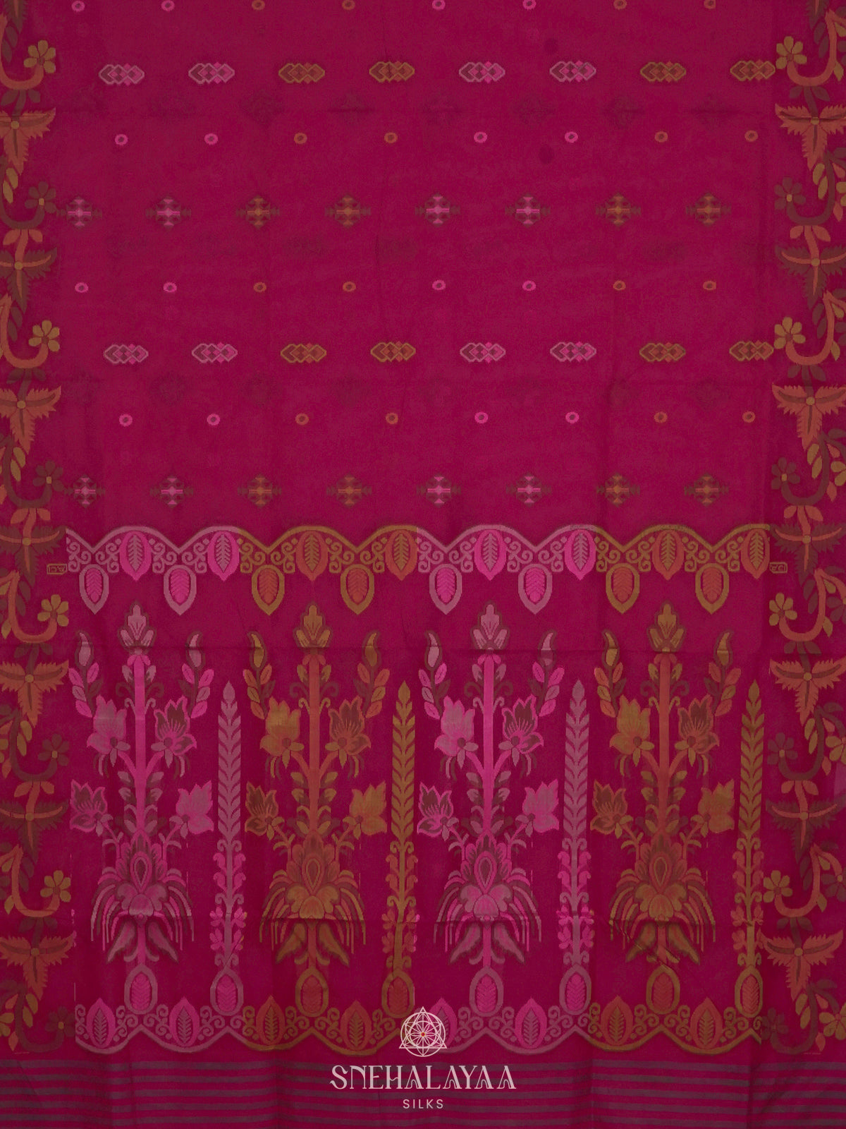 Magenta Pink Bengal Cotton Saree