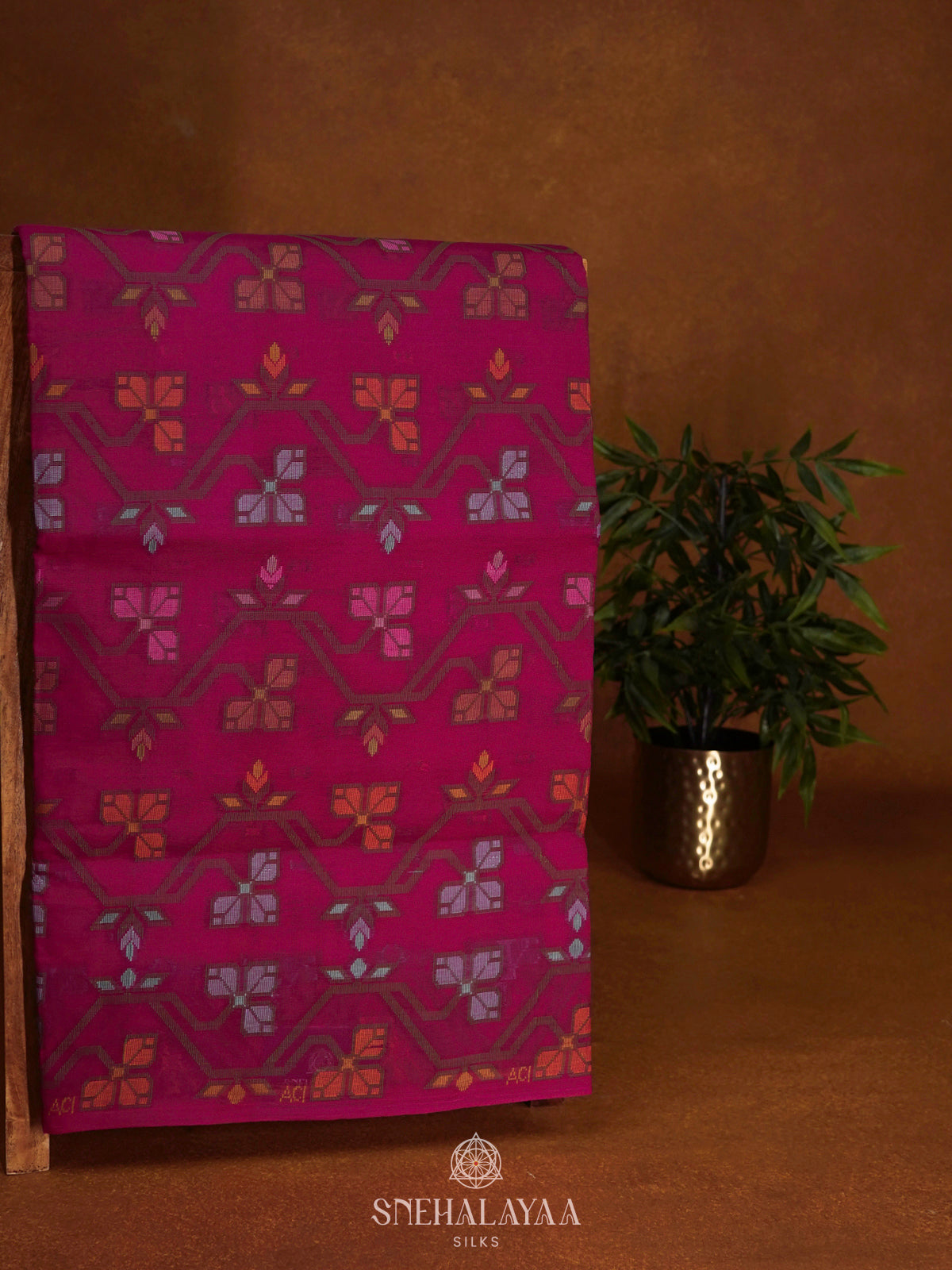 Magenta Pink Bengal Cotton Saree
