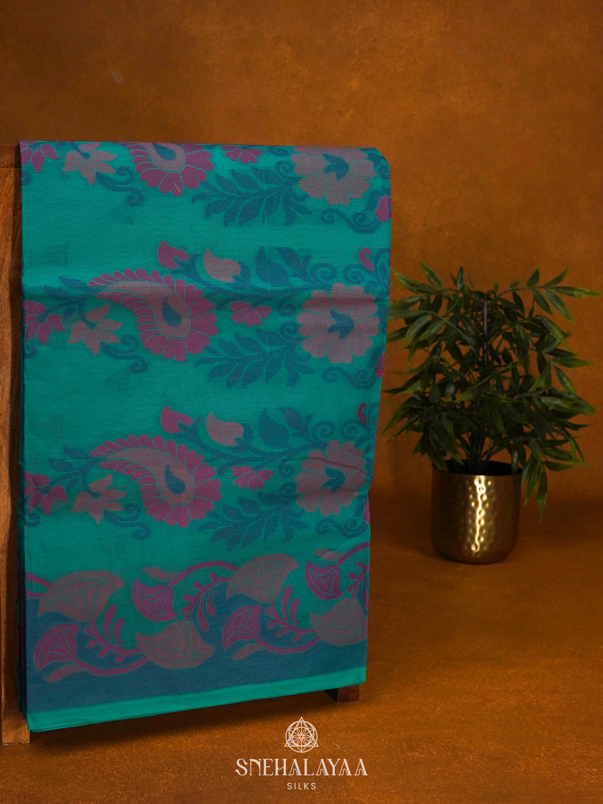 Peacock Blue Bengal Cotton Saree