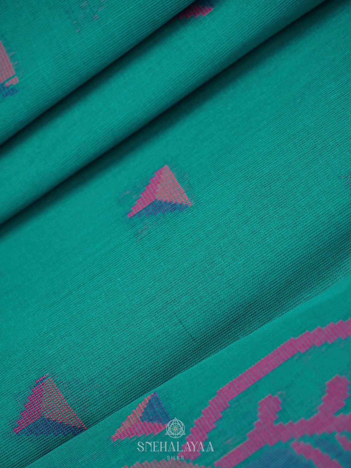 Peacock Blue Bengal Cotton Saree