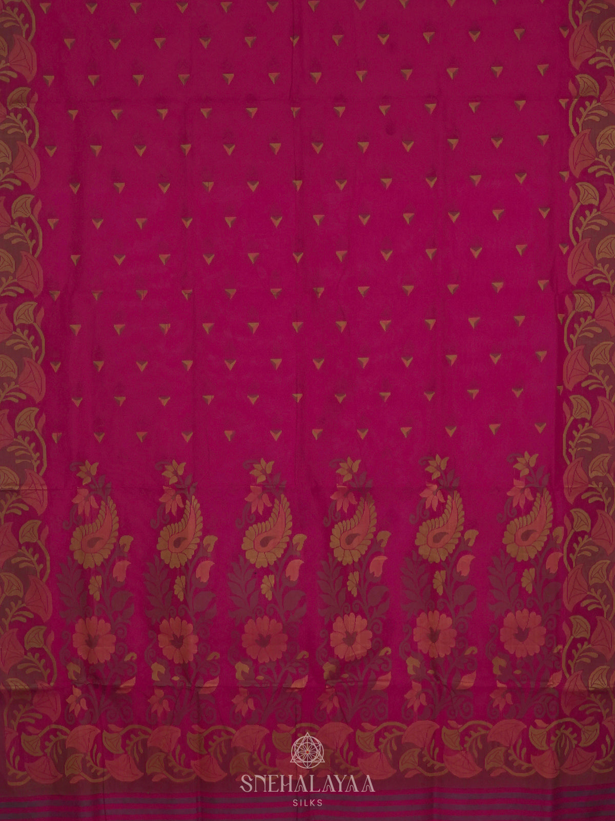 Magenta Pink Bengal Cotton Saree