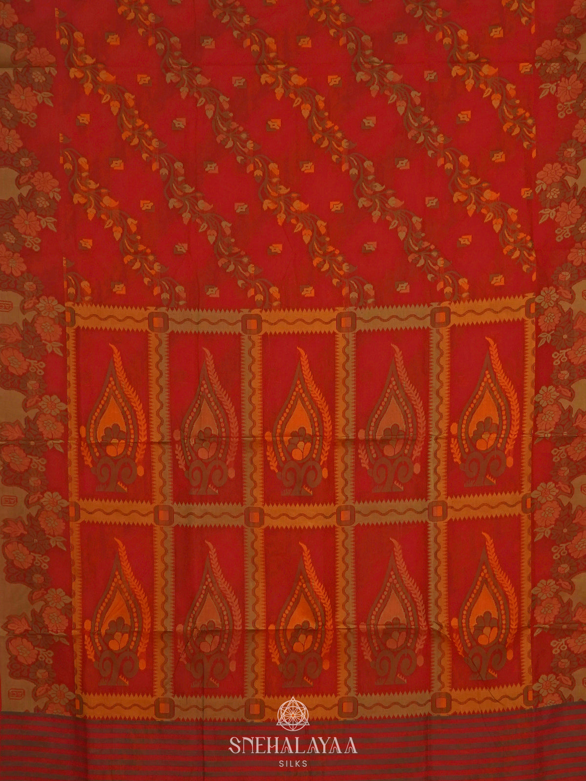 Red Bengal Cotton Saree