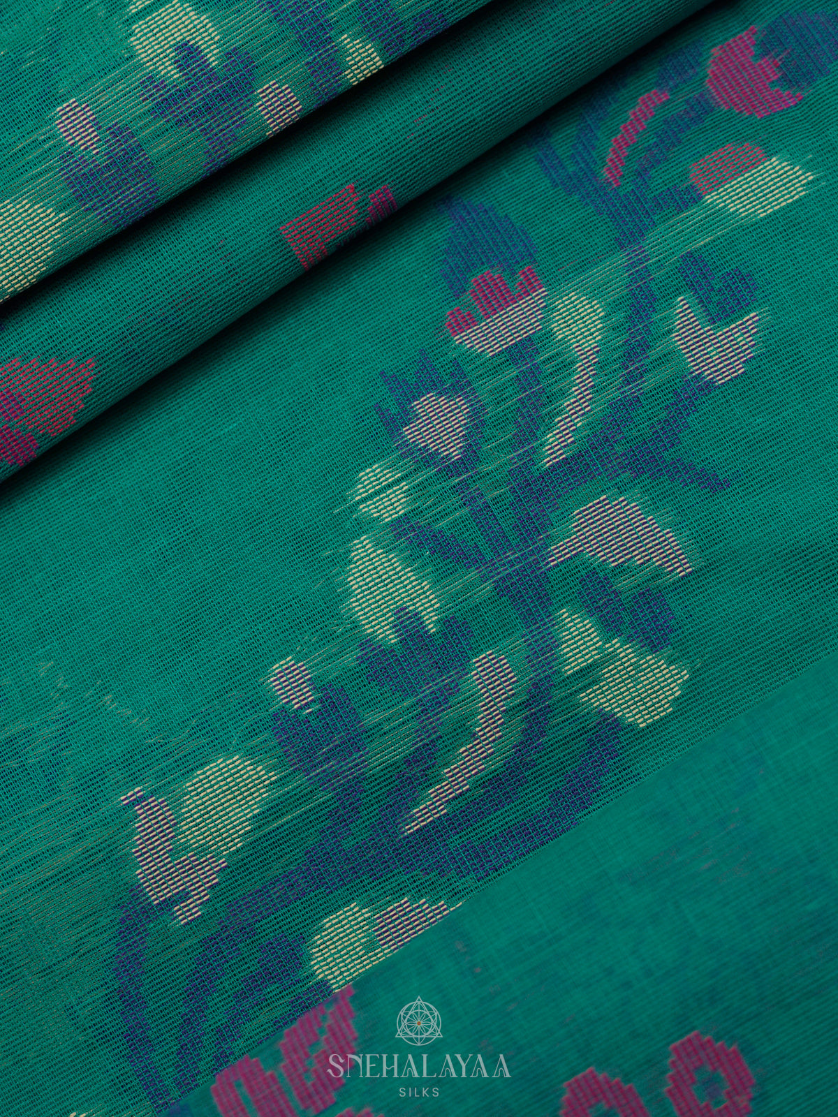 Peacock Blue Bengal Cotton Saree