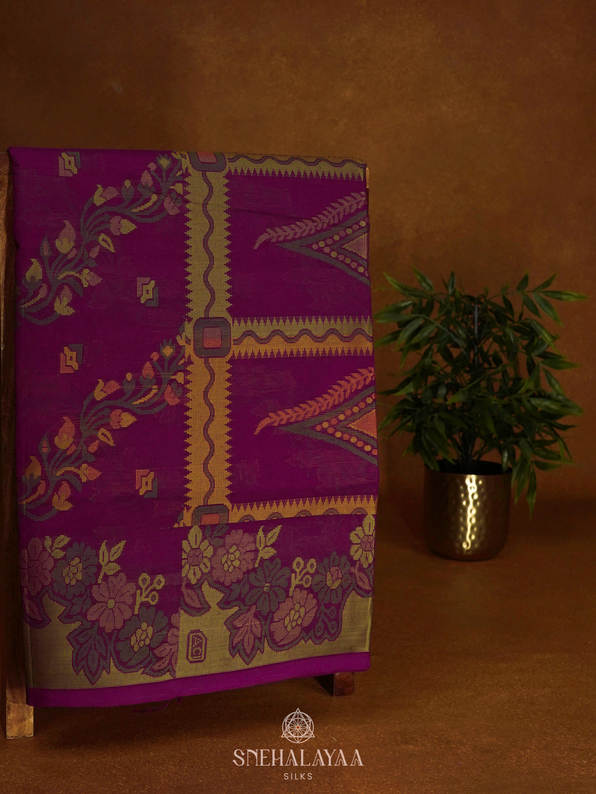 Magenta Bengal Cotton Saree