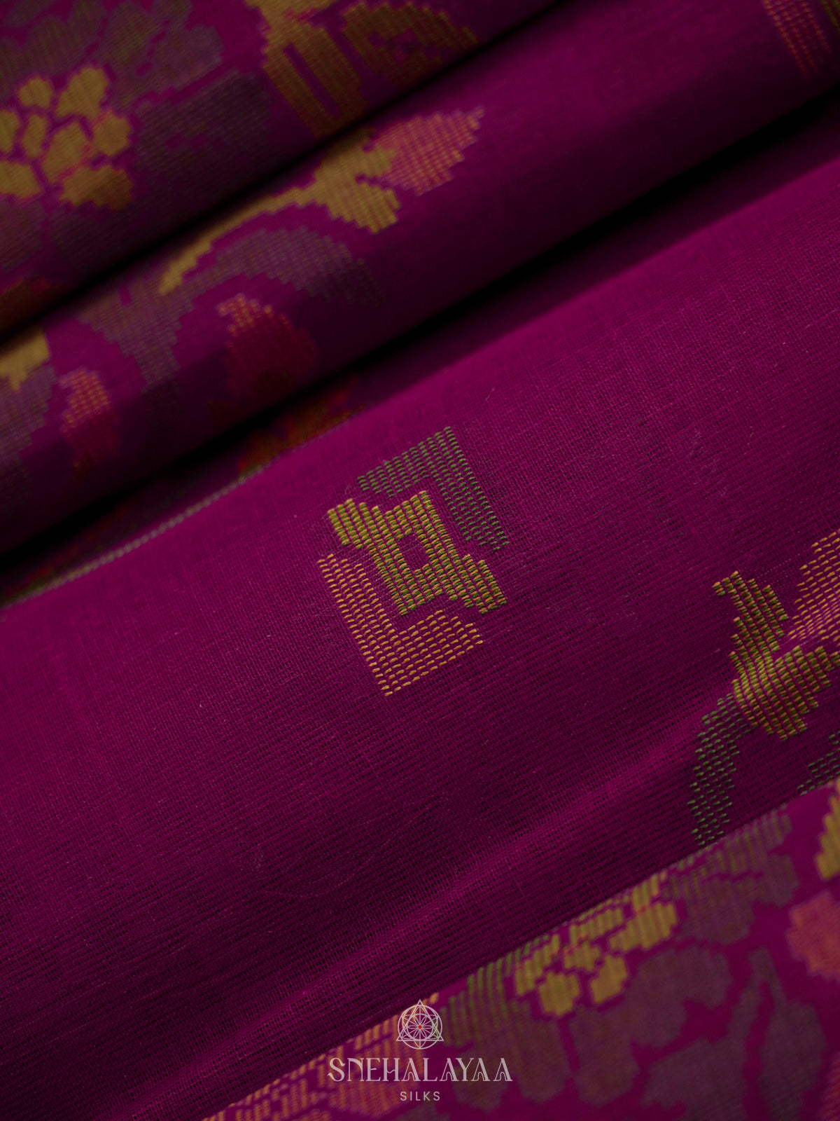 Magenta Bengal Cotton Saree