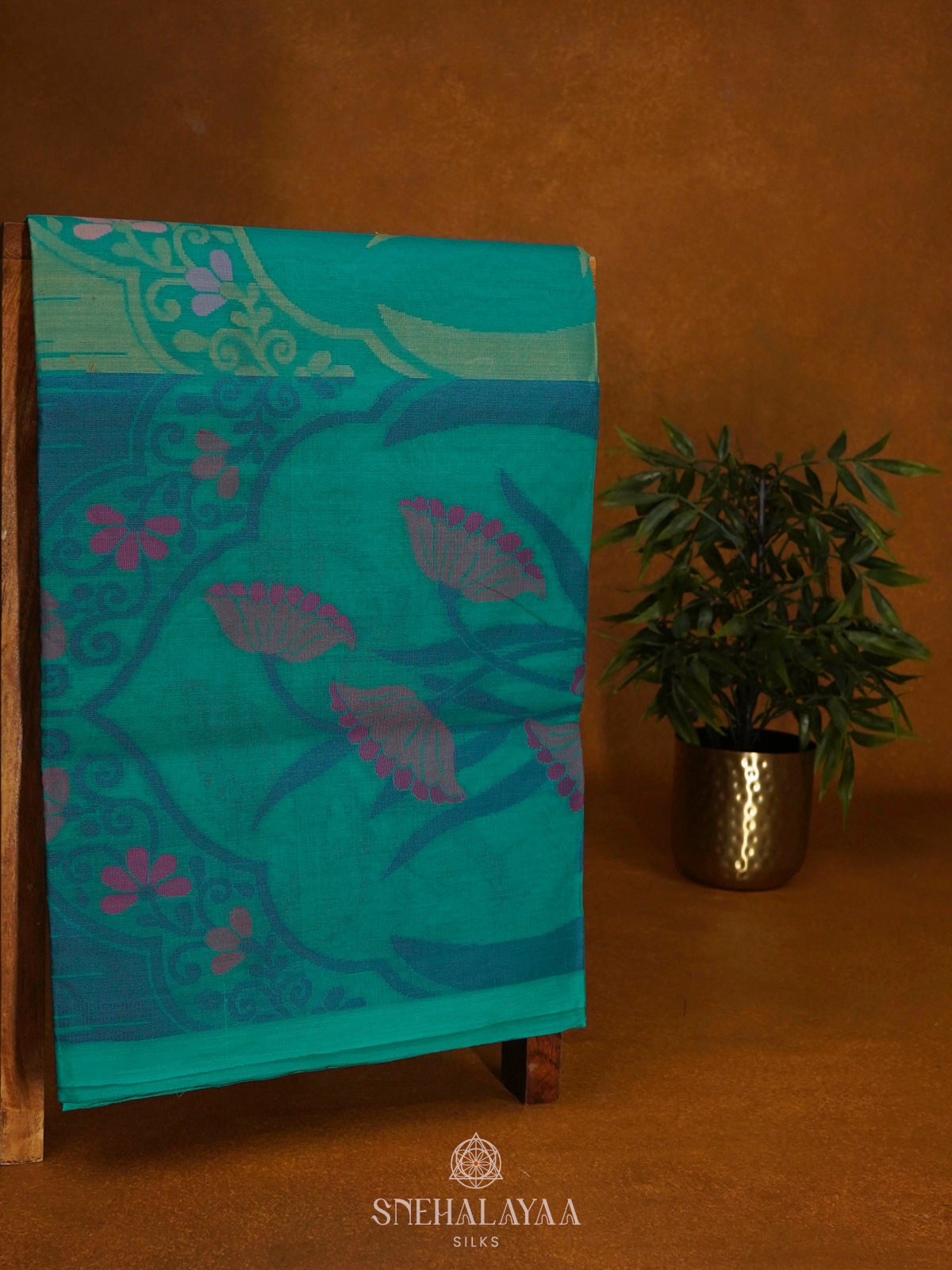 Peacock Blue Bengal Cotton Saree