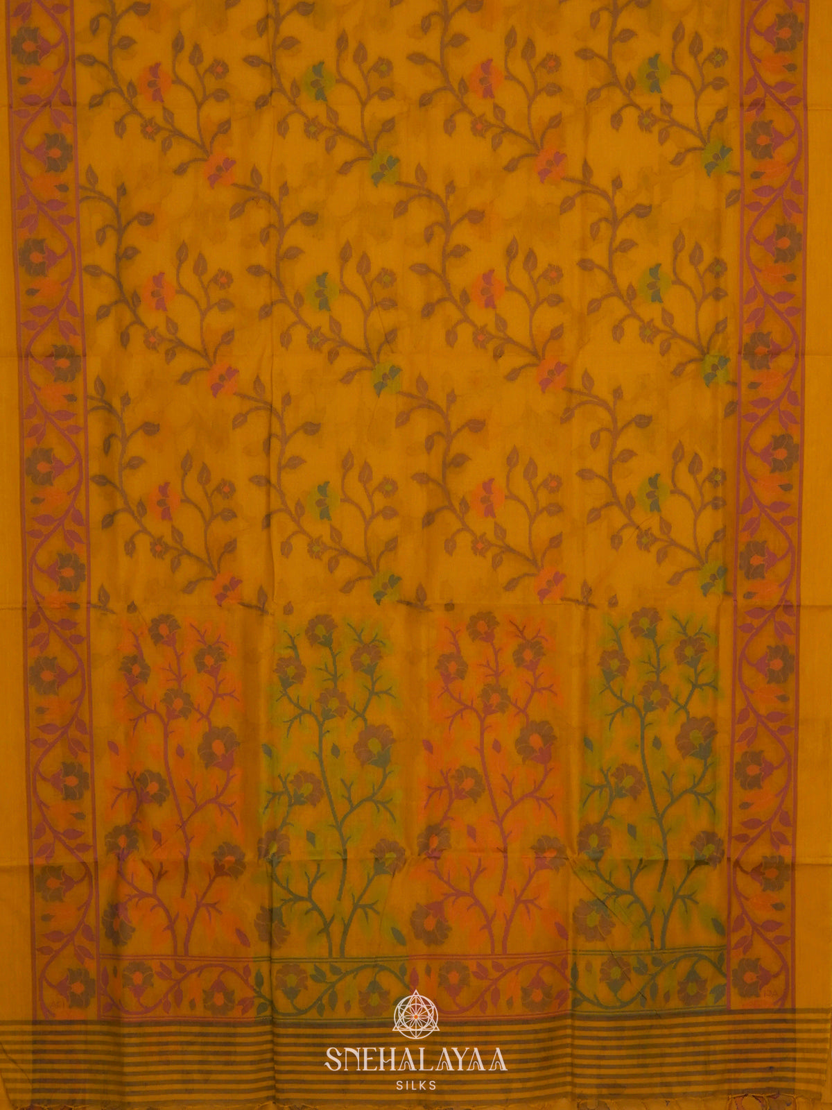 Yellow Bengal Cotton Saree