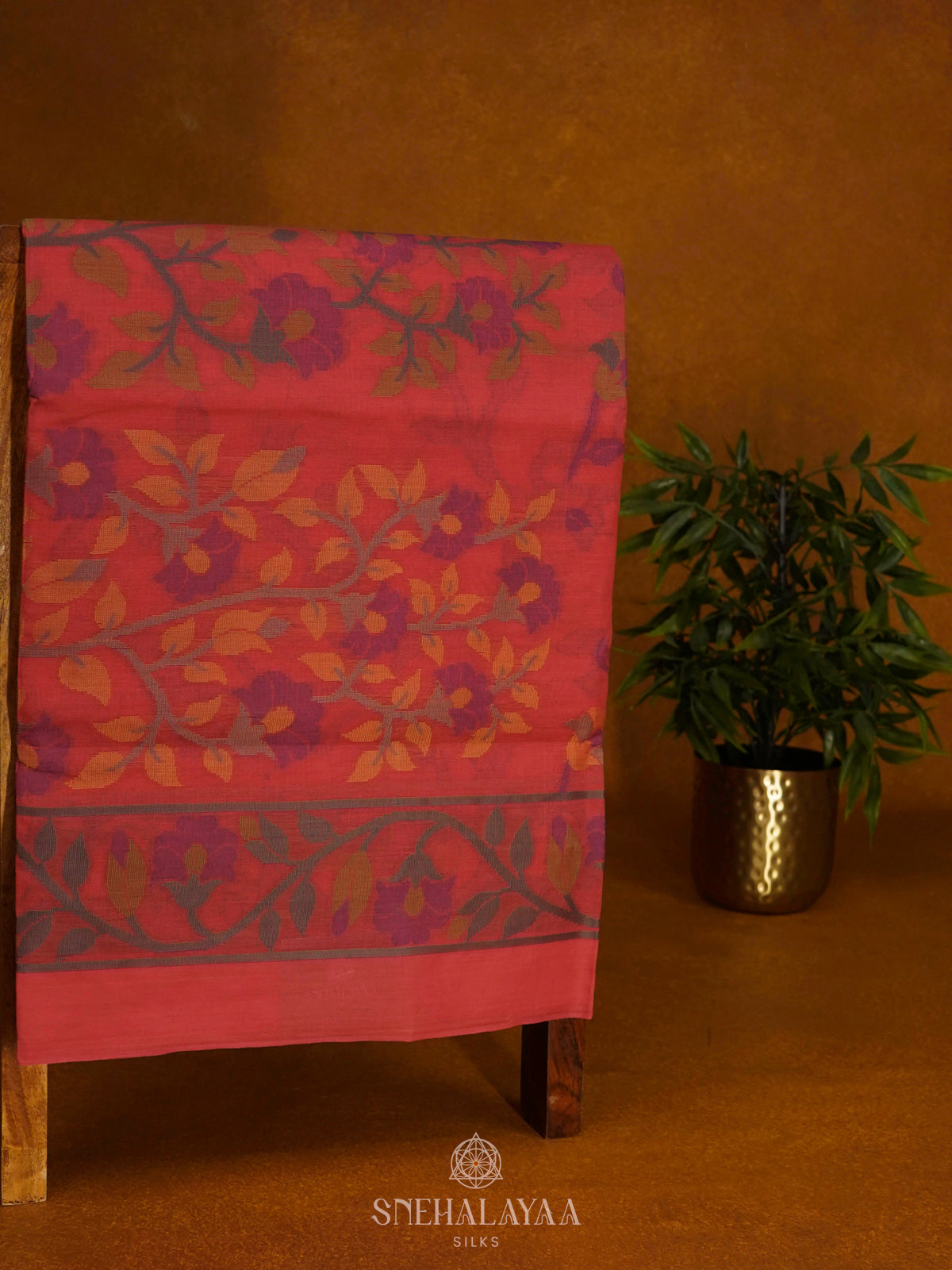 Peach Bengal Cotton Saree