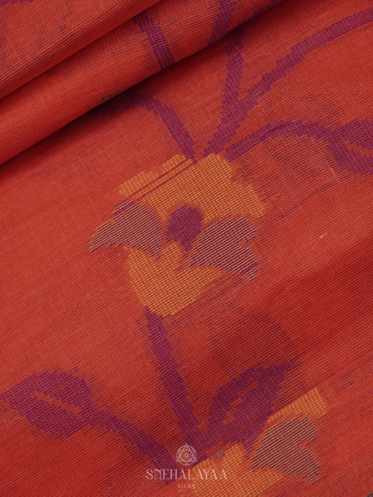 Peach Bengal Cotton Saree
