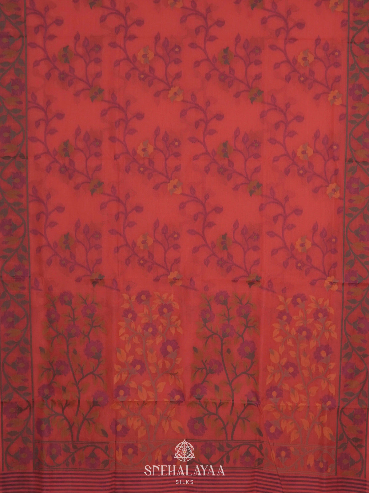 Peach Bengal Cotton Saree