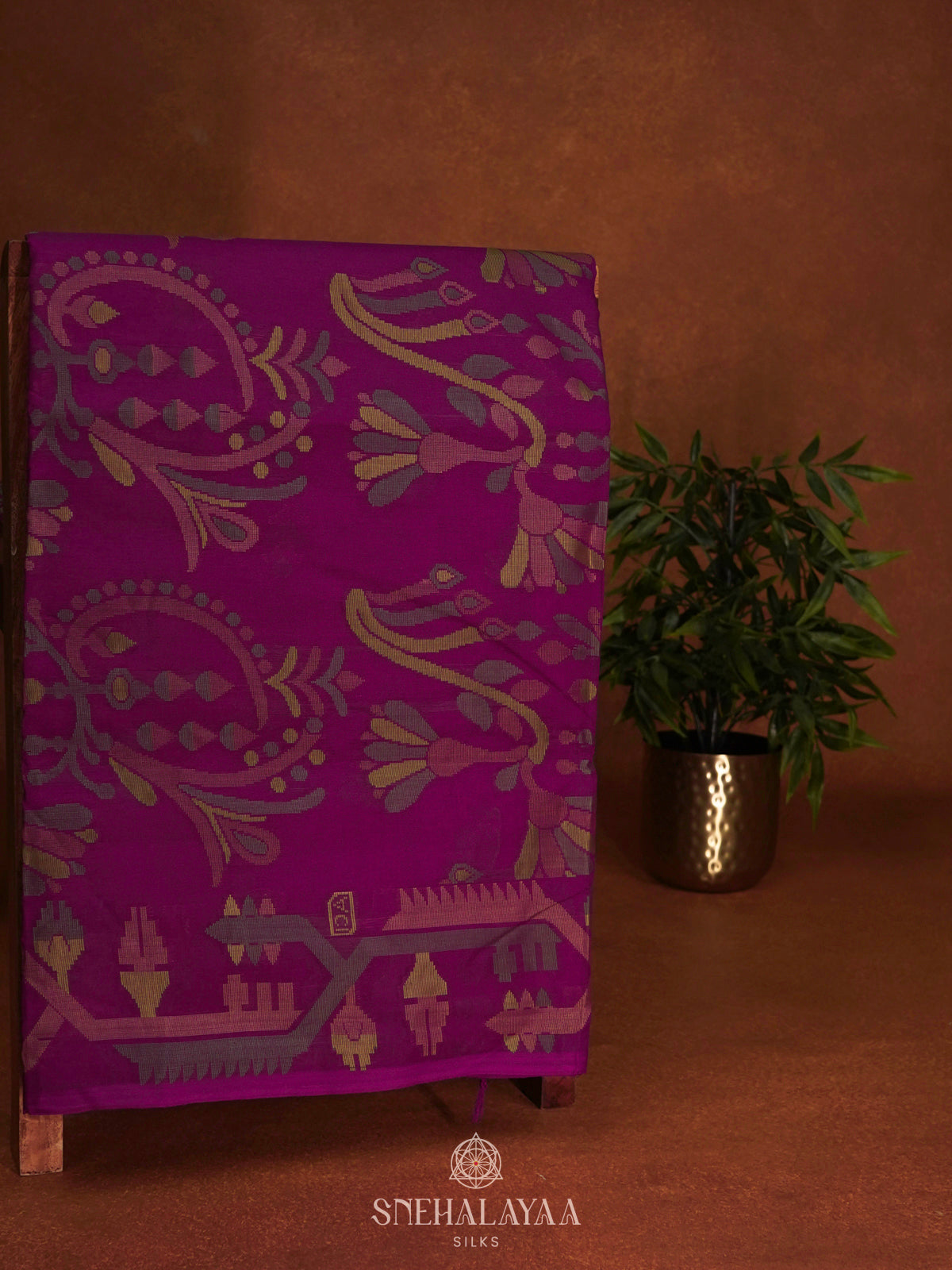 Magenta Bengal Cotton Saree