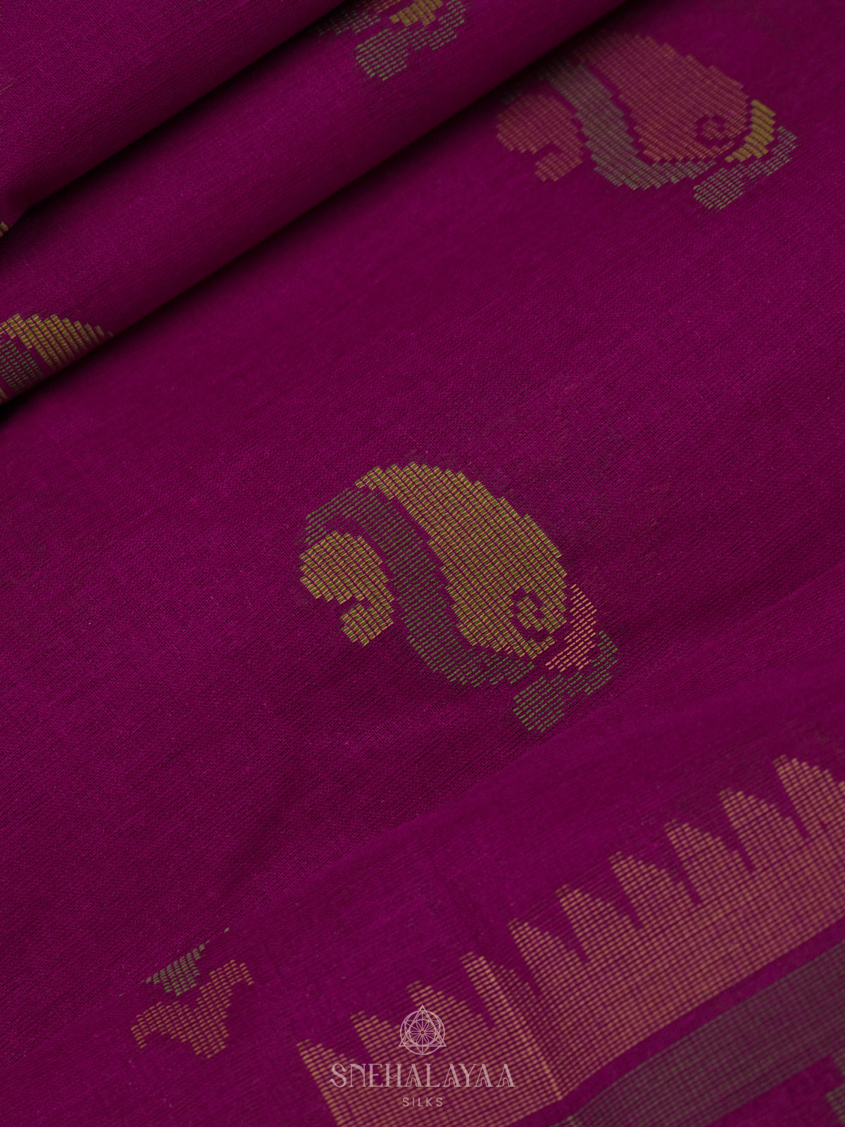Magenta Bengal Cotton Saree