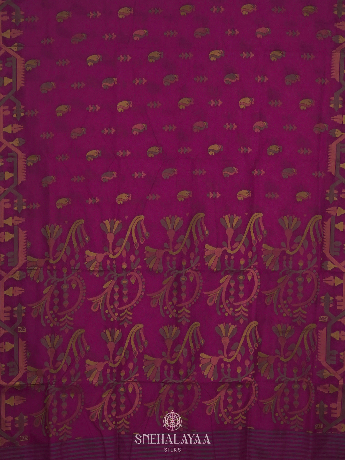 Magenta Bengal Cotton Saree