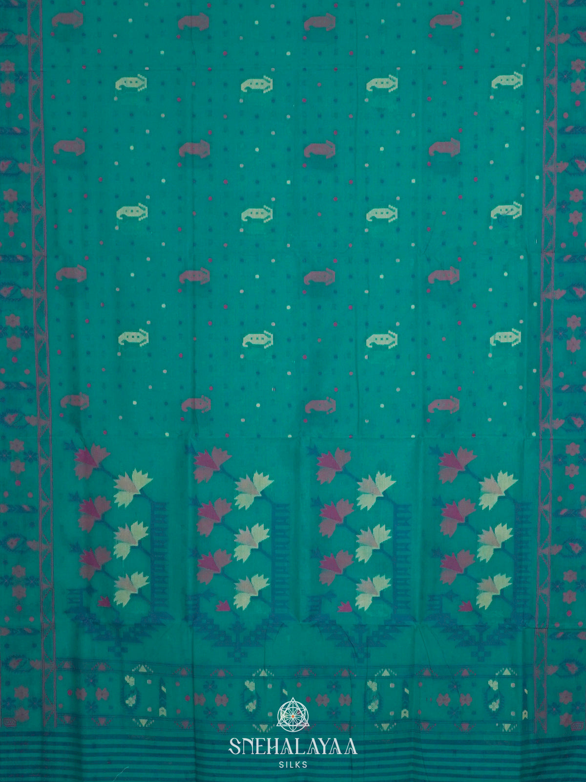 Peacock Blue Bengal Cotton Saree