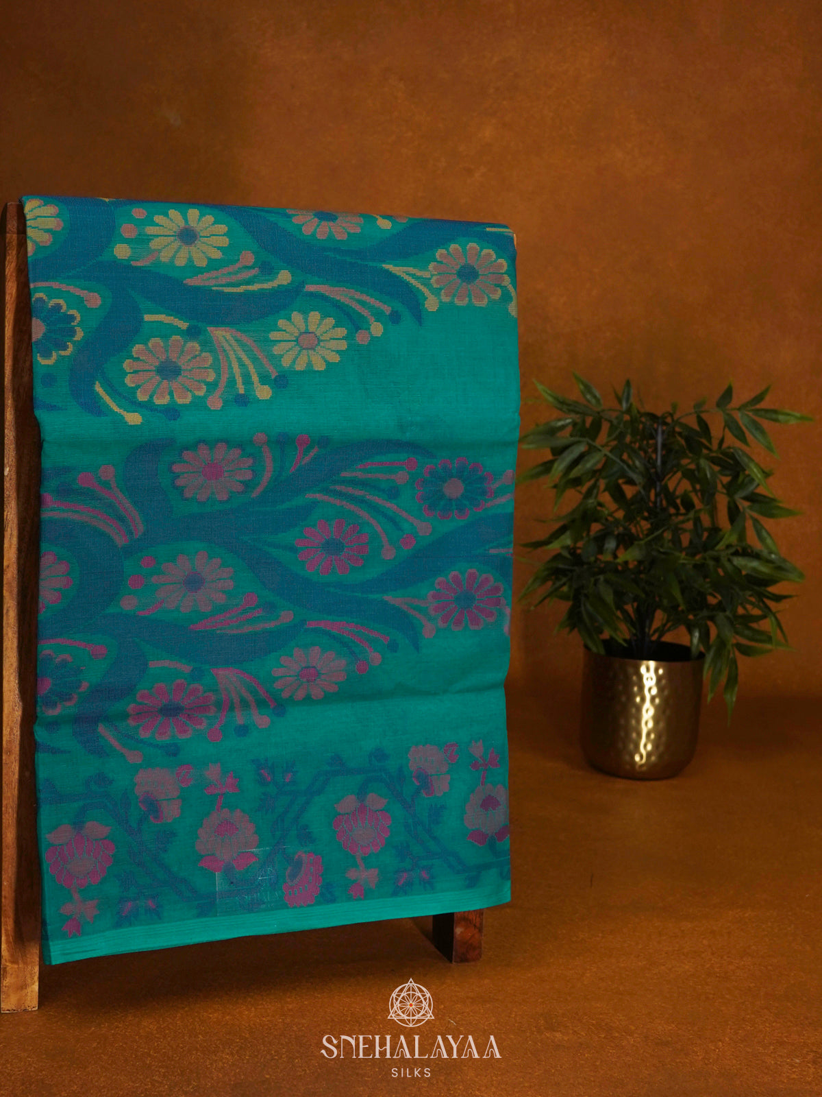 Peacock Blue Bengal Cotton Saree