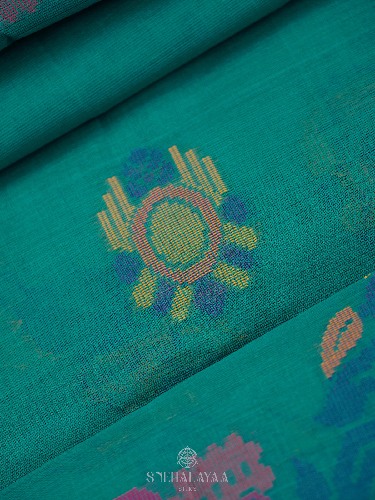 Peacock Blue Bengal Cotton Saree