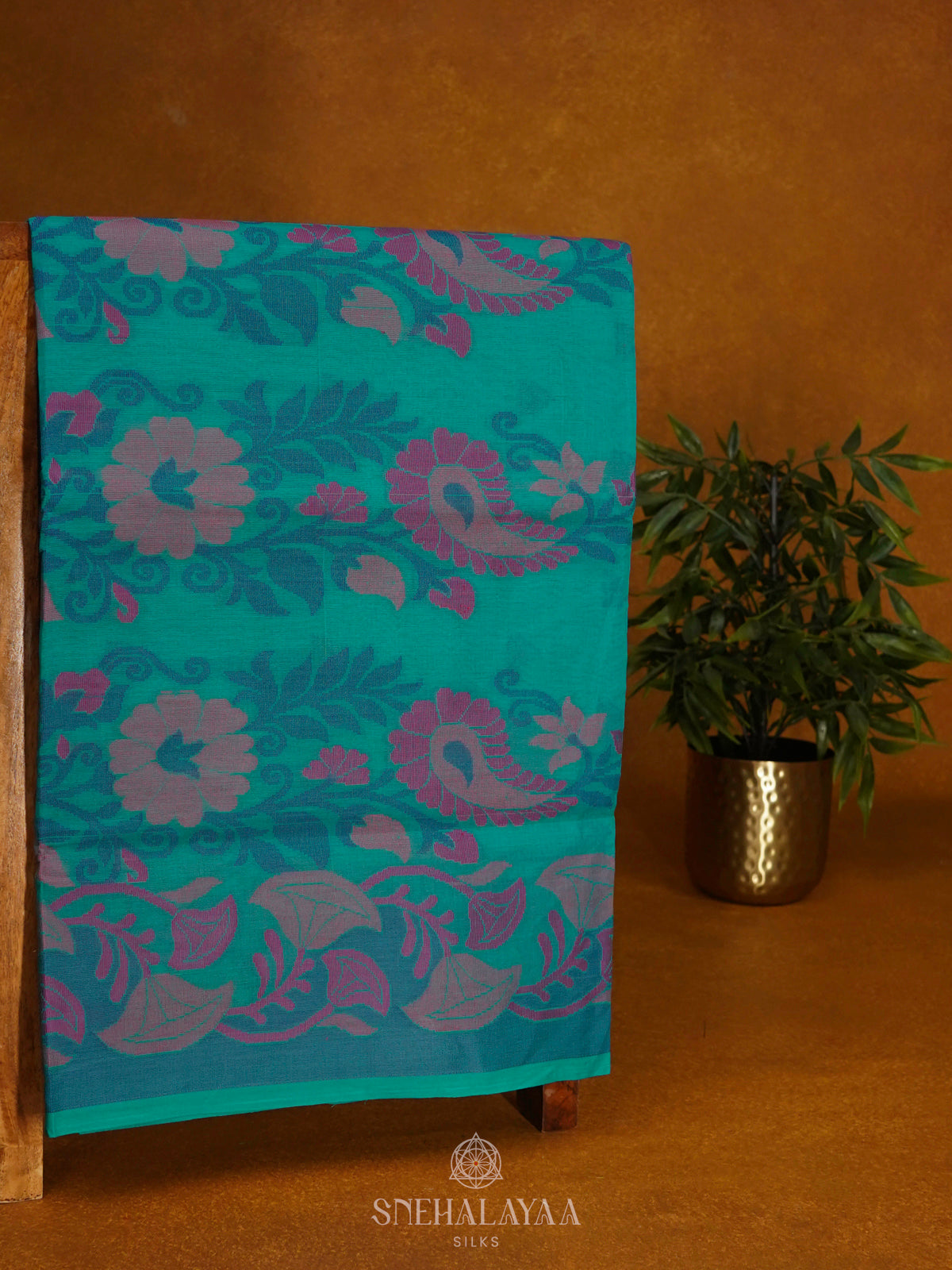 Peacock Blue Bengal Cotton Saree