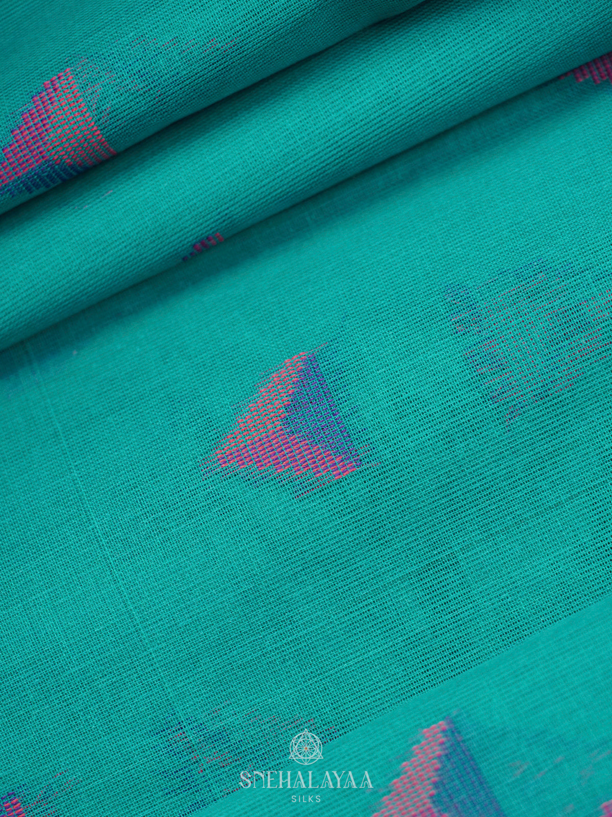 Peacock Blue Bengal Cotton Saree