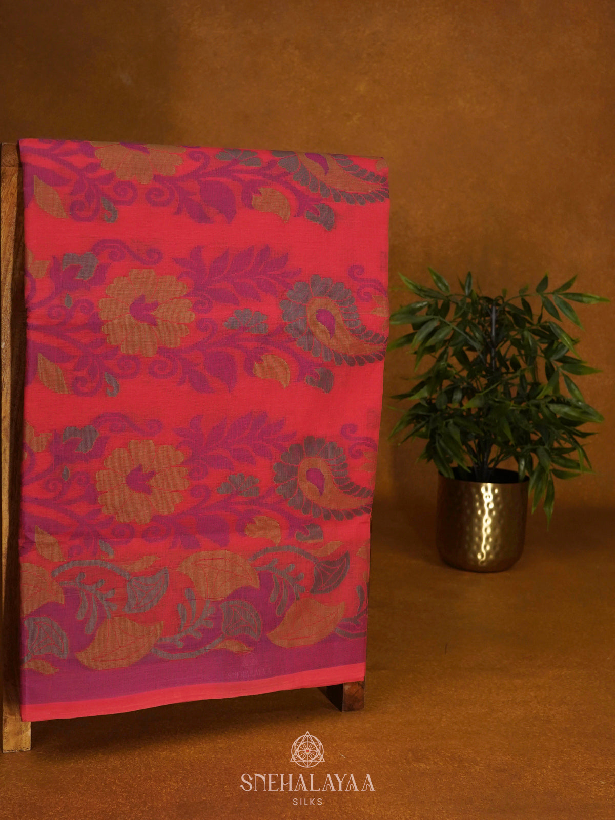 Peach Bengal Cotton Saree