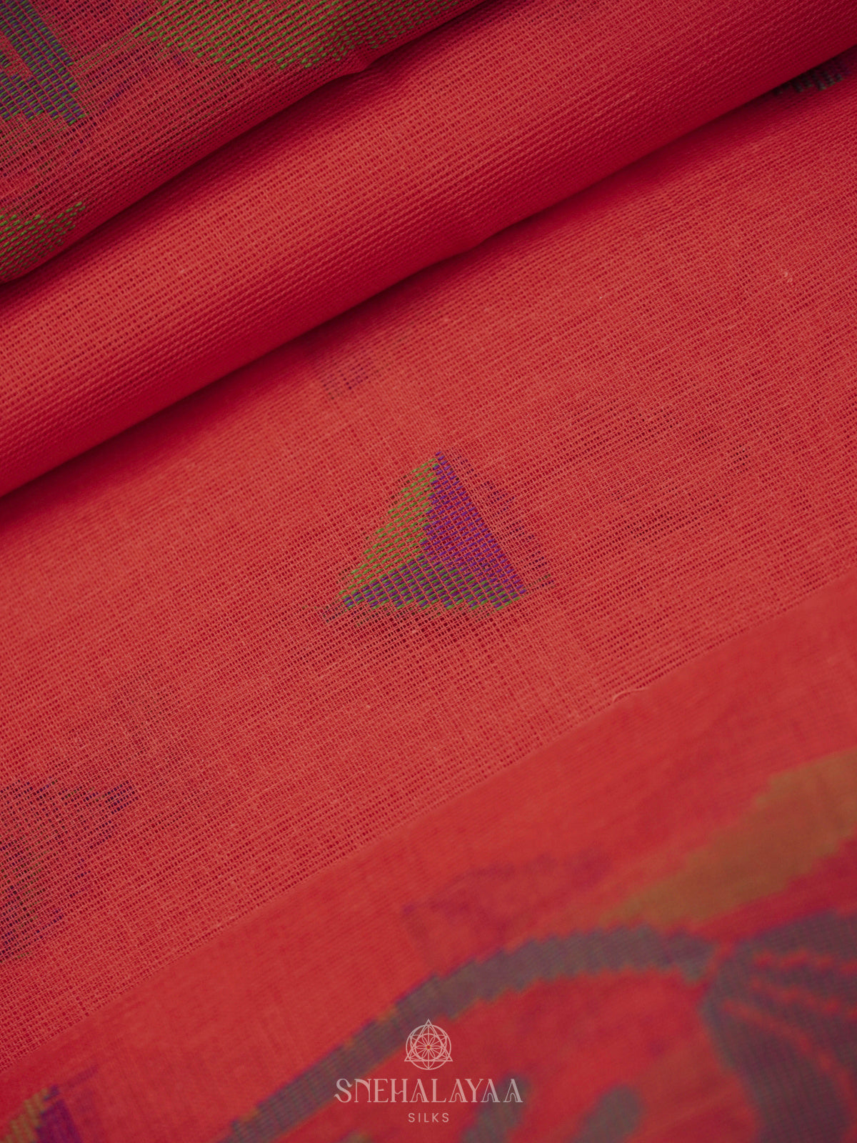 Peach Bengal Cotton Saree