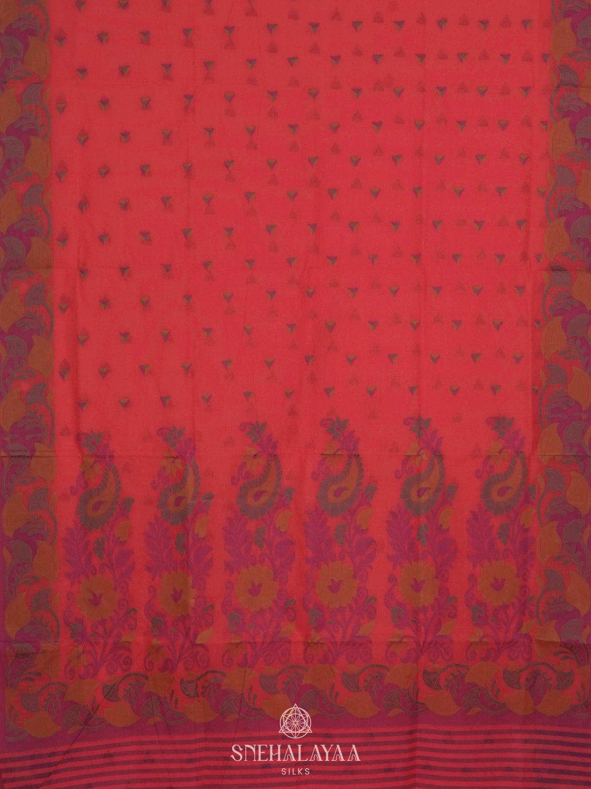 Peach Bengal Cotton Saree