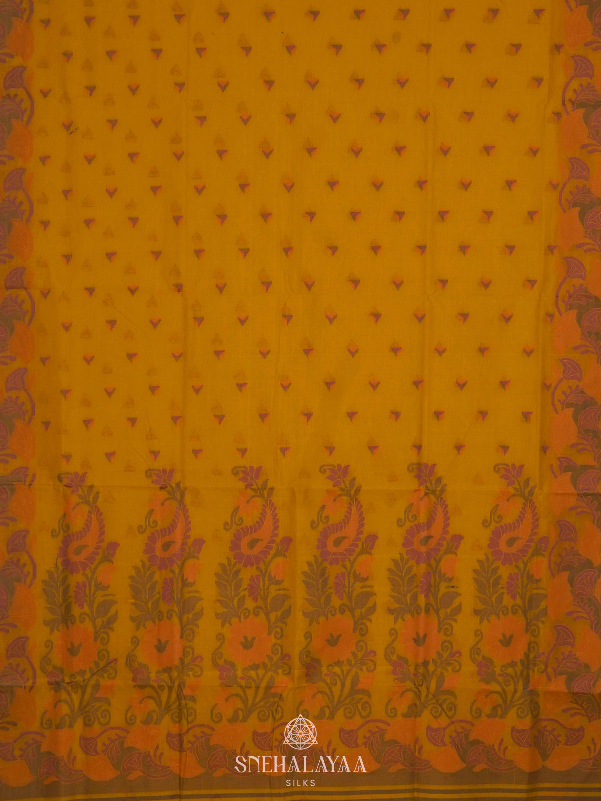 Yellow Bengal Cotton Saree