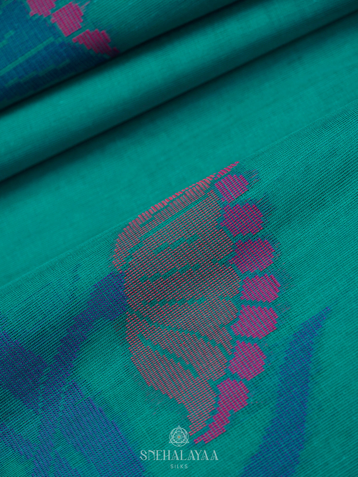 Peacock Blue Bengal Cotton Saree