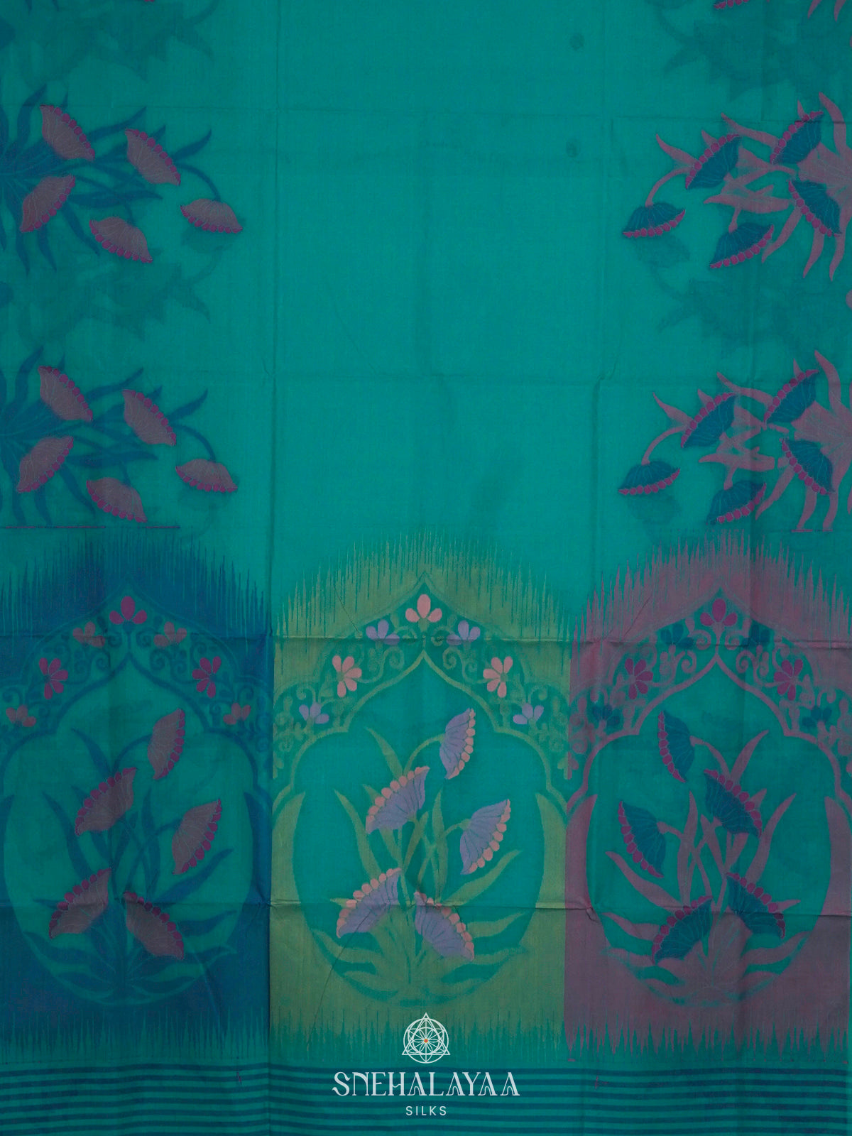 Peacock Blue Bengal Cotton Saree