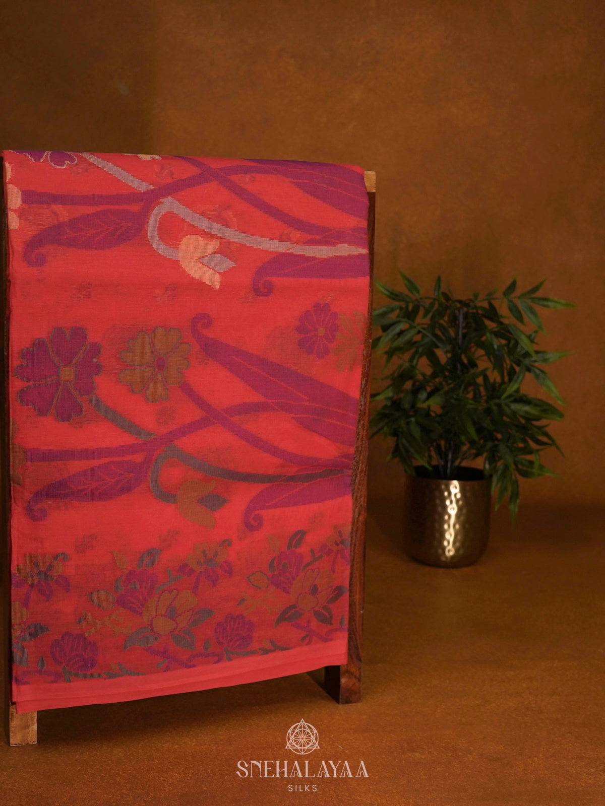 Peach Bengal Cotton Saree