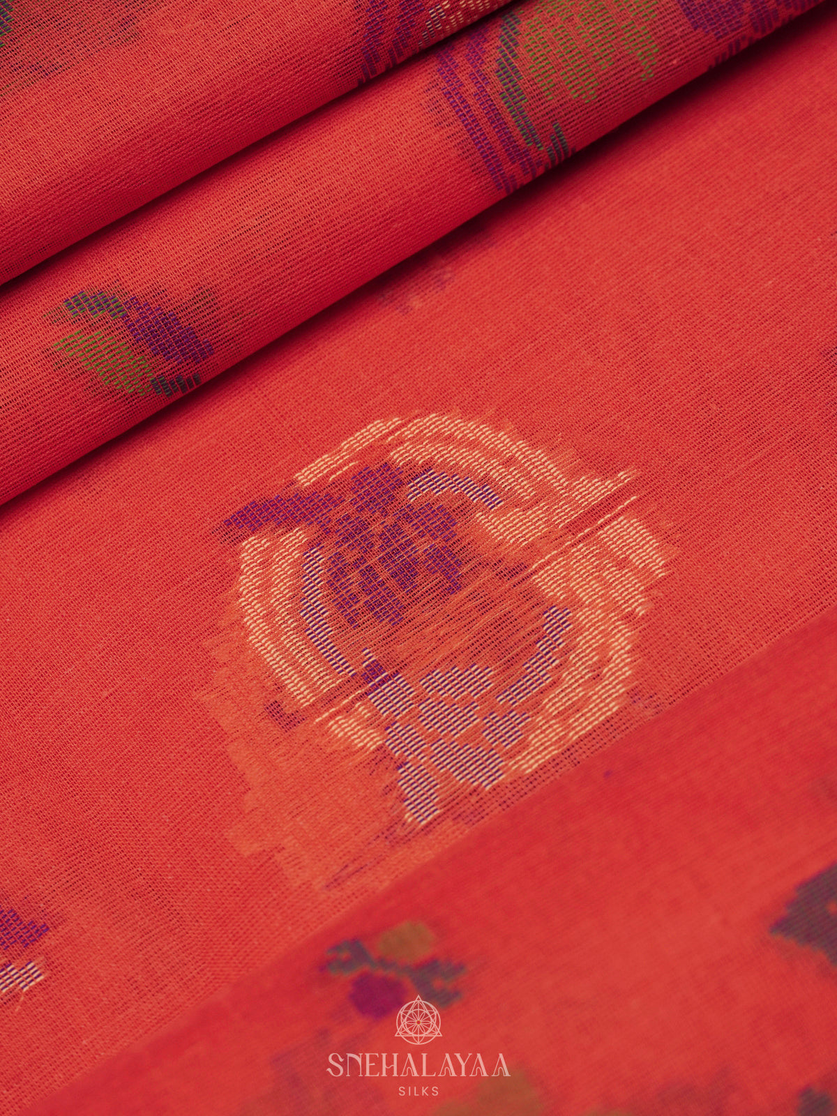 Peach Bengal Cotton Saree