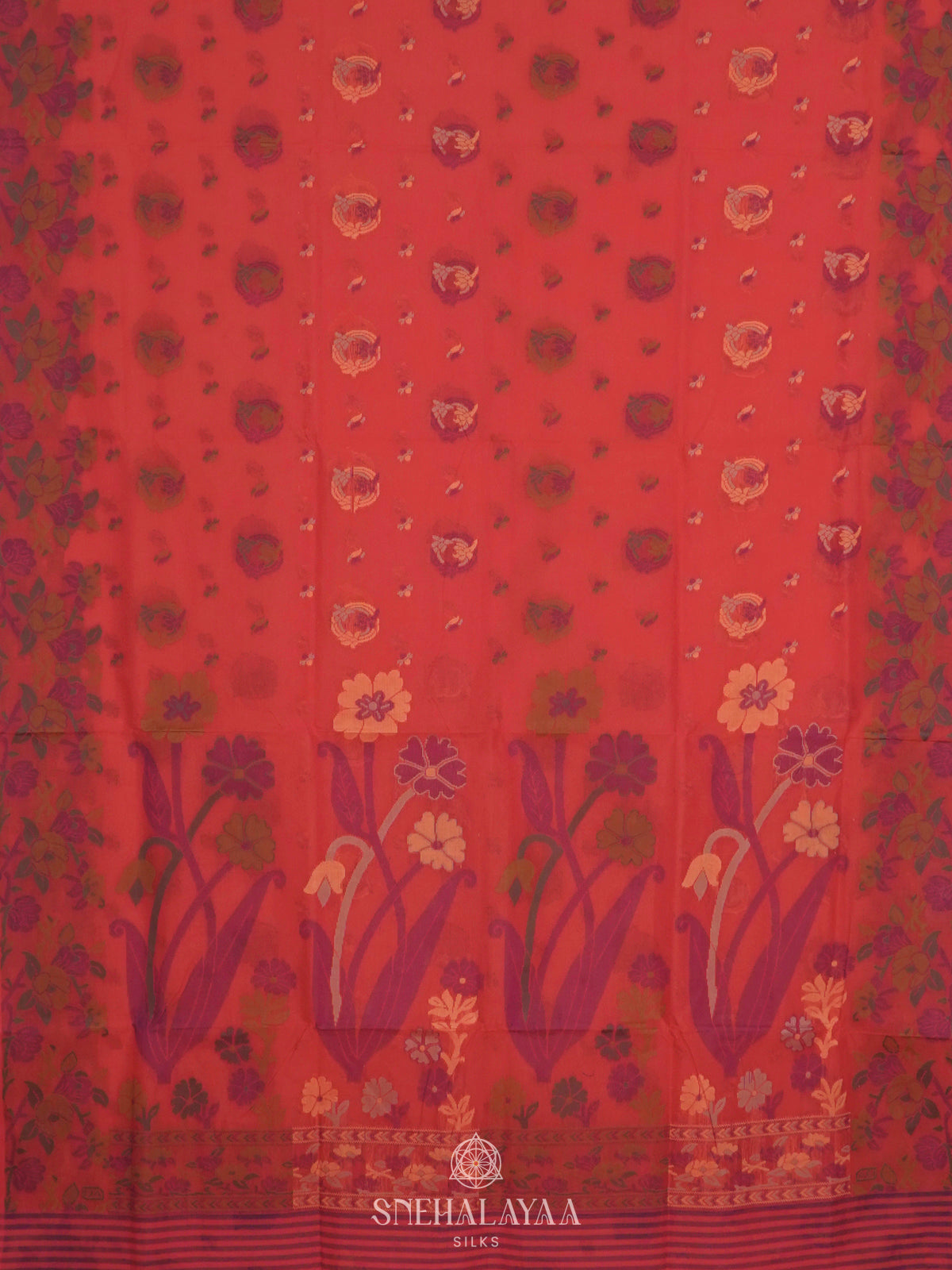 Peach Bengal Cotton Saree