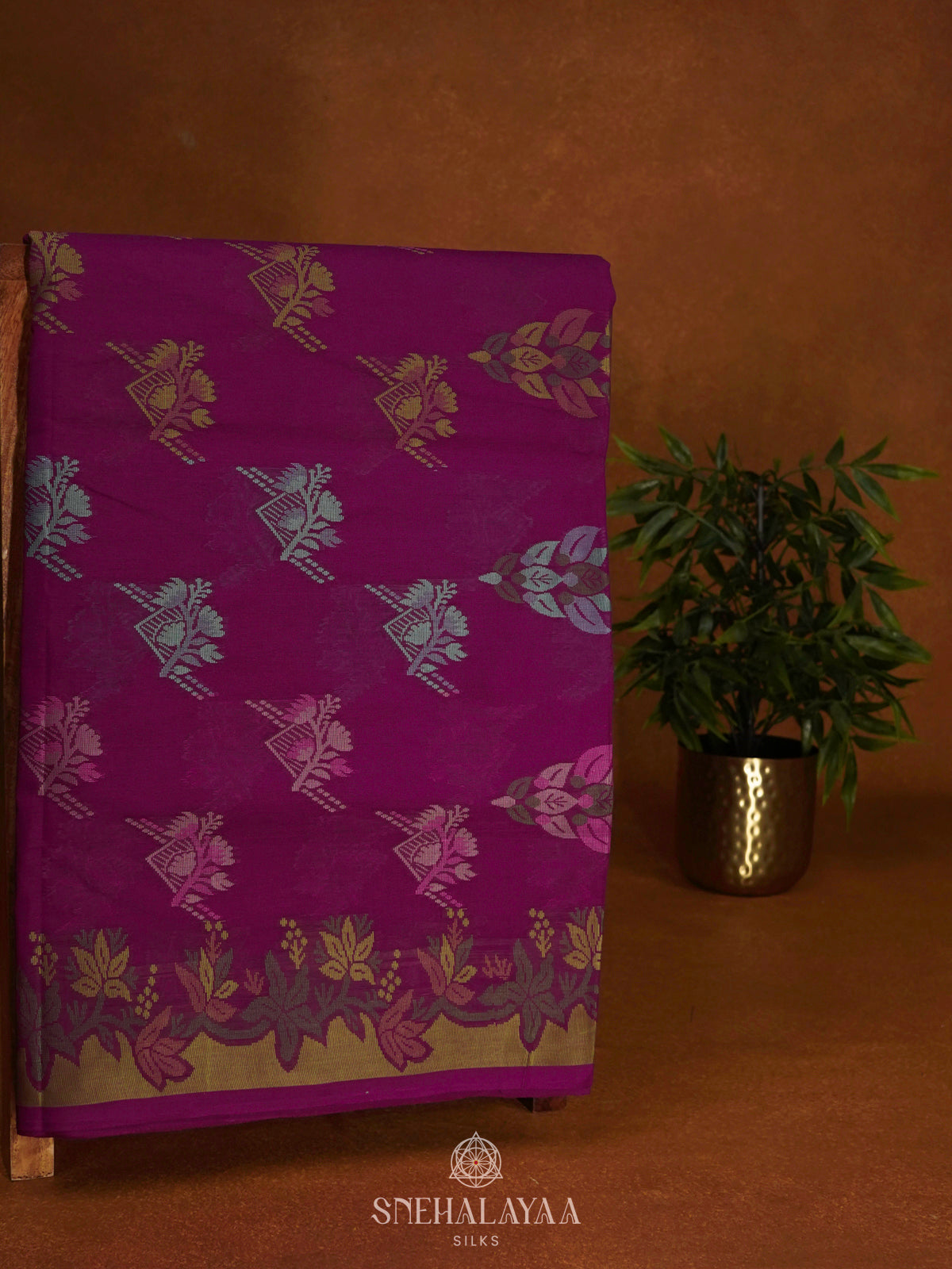 Magenta Bengal Cotton Saree