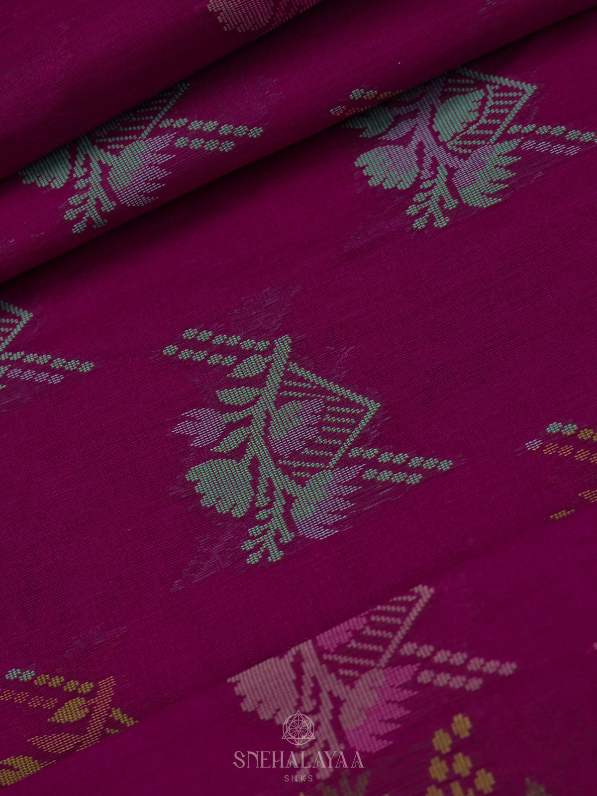 Magenta Bengal Cotton Saree