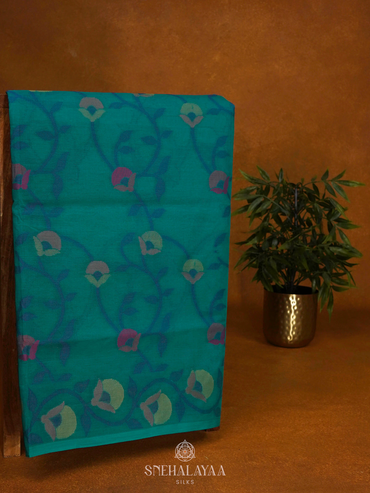 Peacock Blue Bengal Cotton Saree