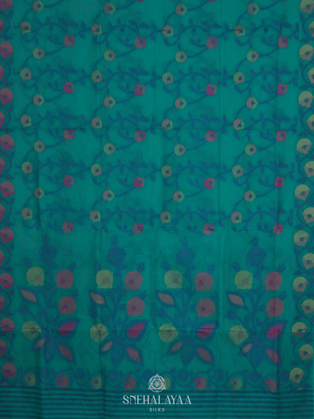 Peacock Blue Bengal Cotton Saree