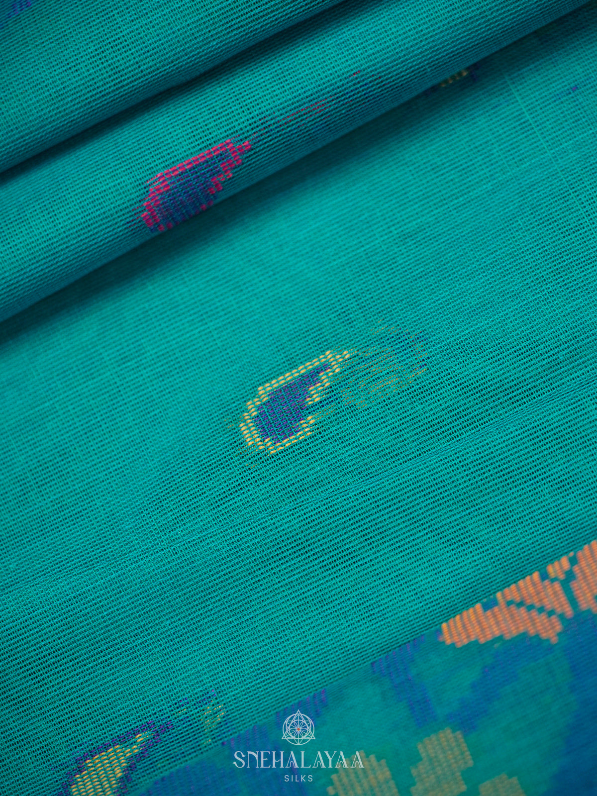 Peacock Blue Bengal Cotton Saree