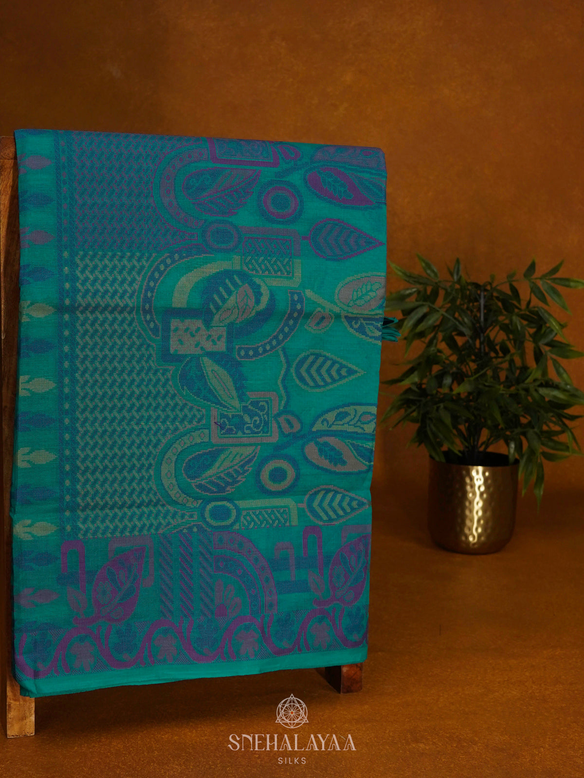 Peacock Blue Bengal Cotton Saree