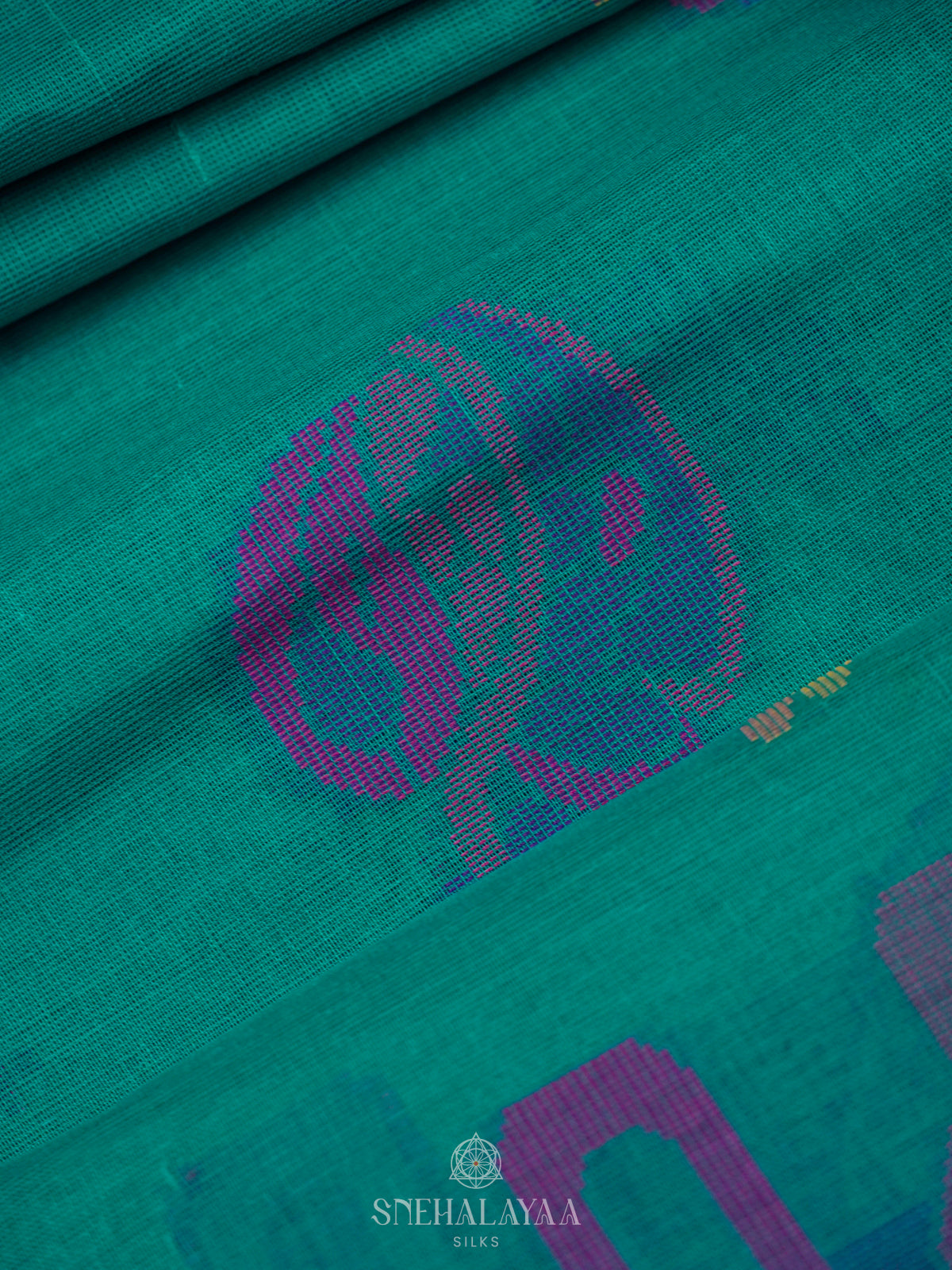 Peacock Blue Bengal Cotton Saree