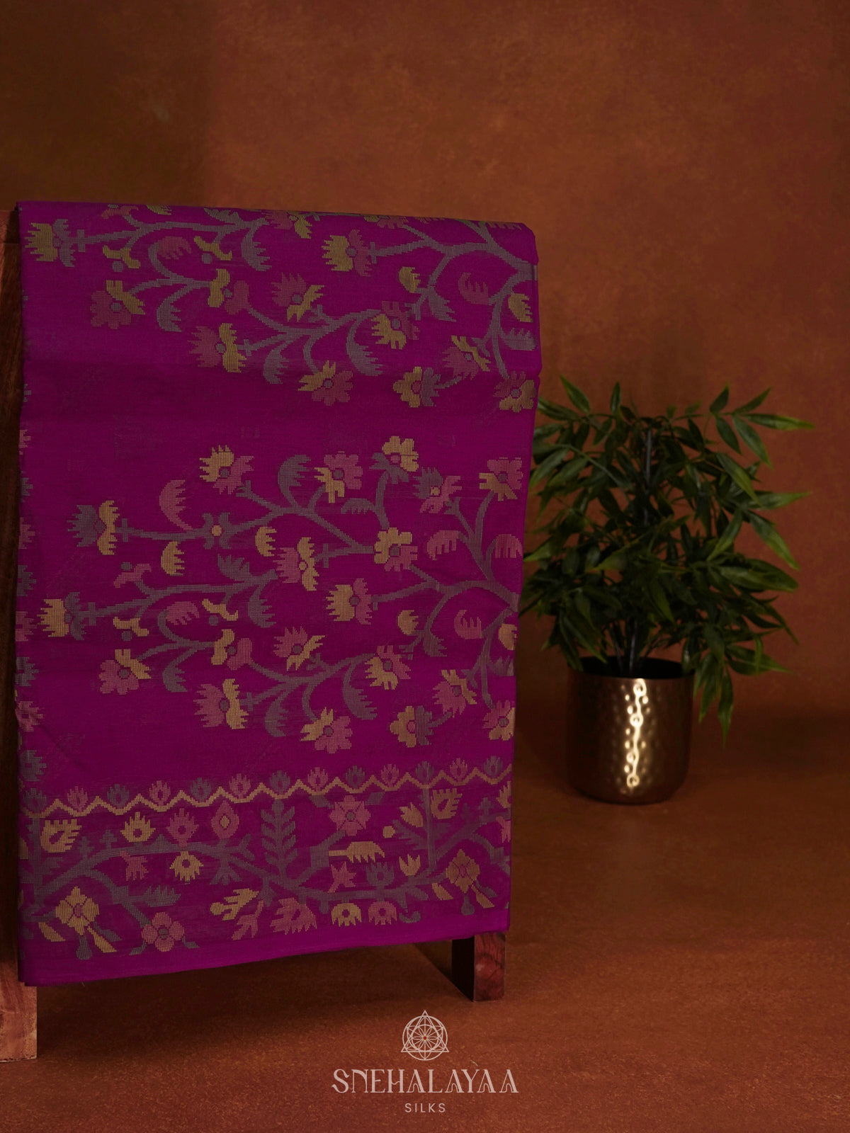 Magenta Bengal Cotton Saree