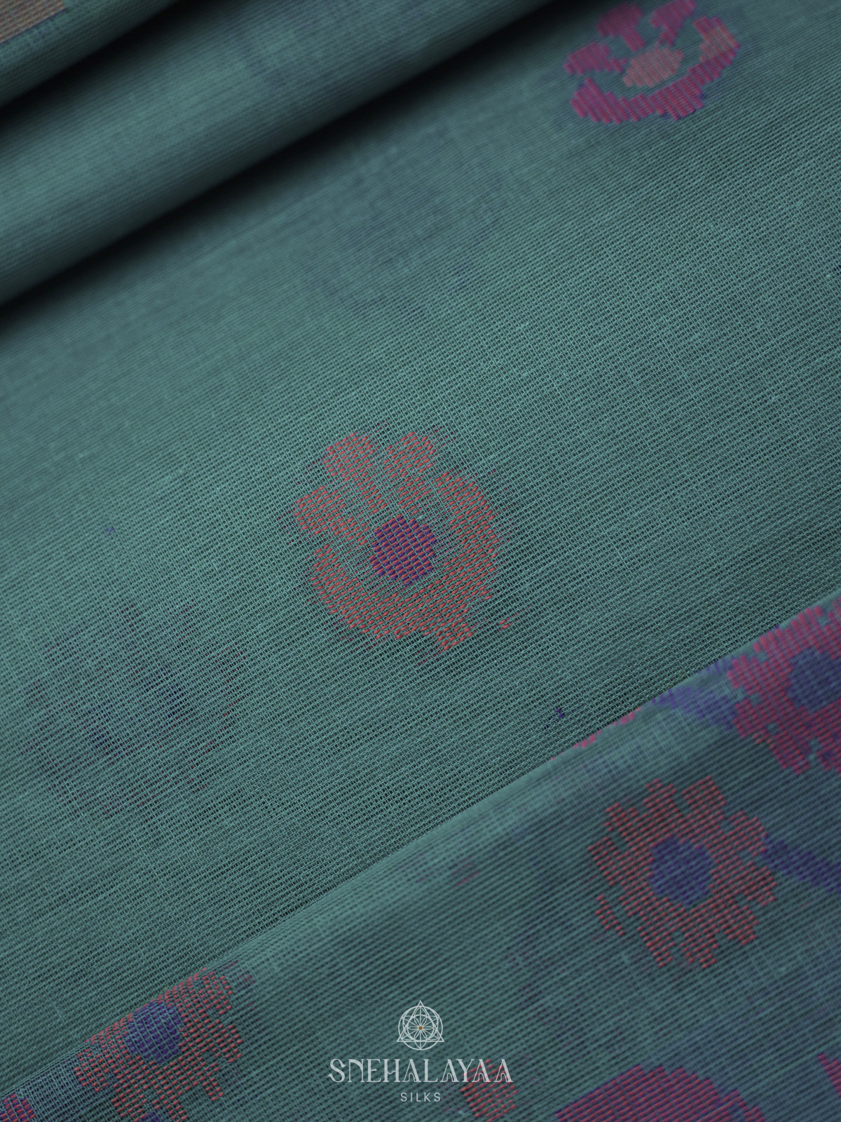Peacock Blue Bengal Cotton Saree