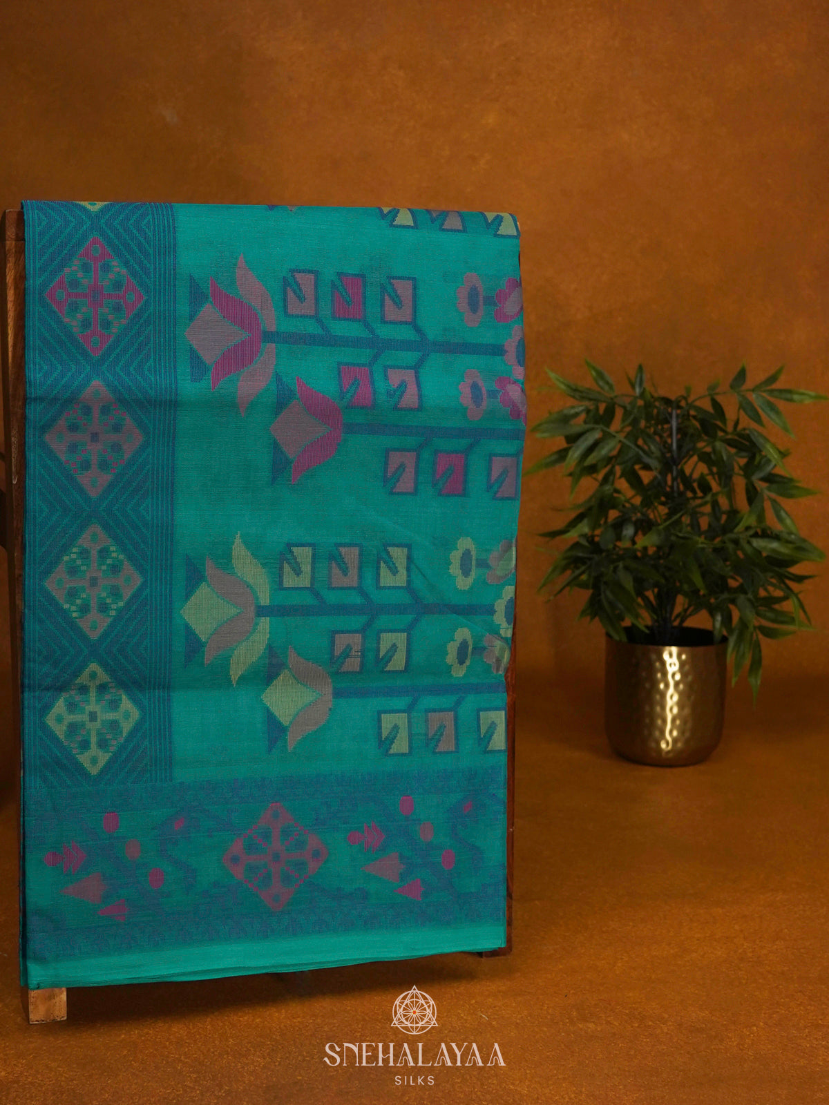 Teal Green Bengal Cotton Saree