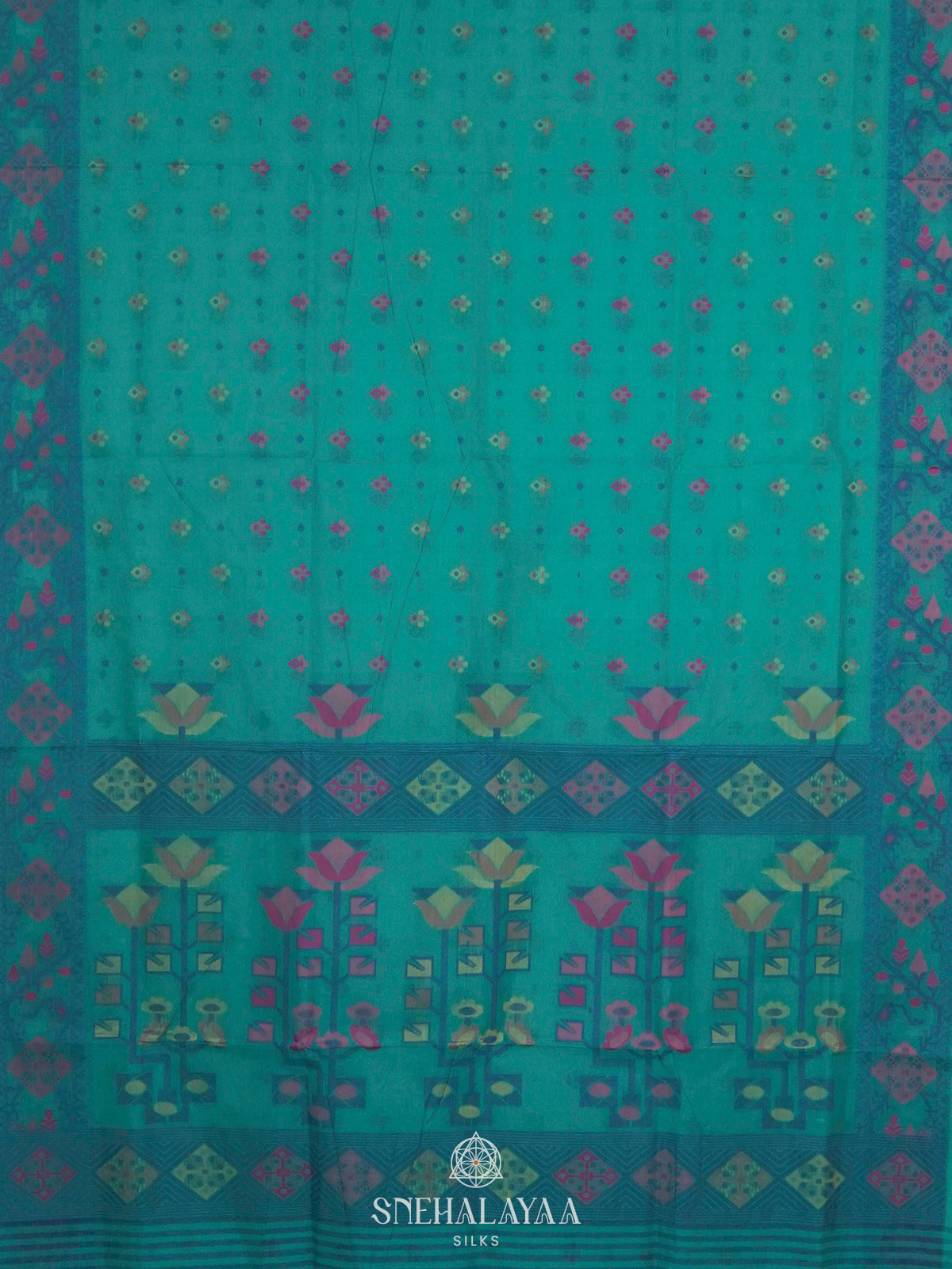 Teal Green Bengal Cotton Saree