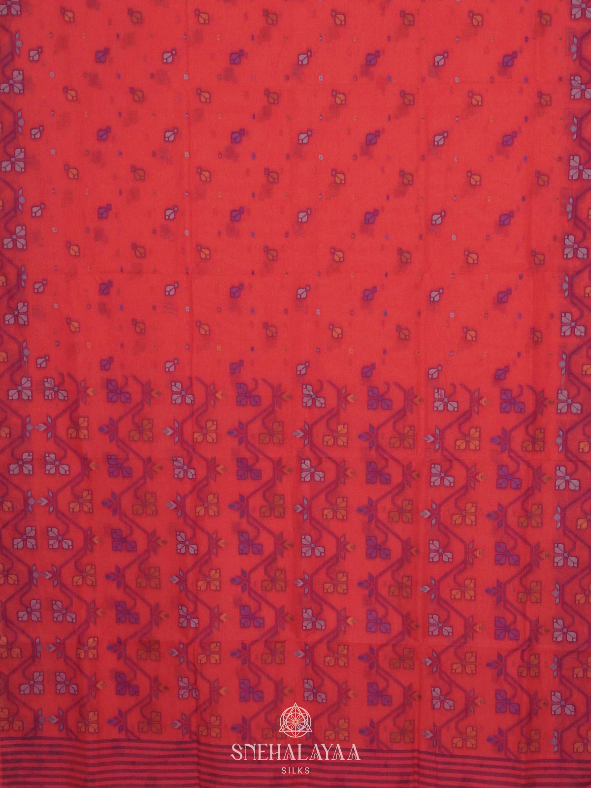 Ruby Red Bengal Cotton Saree