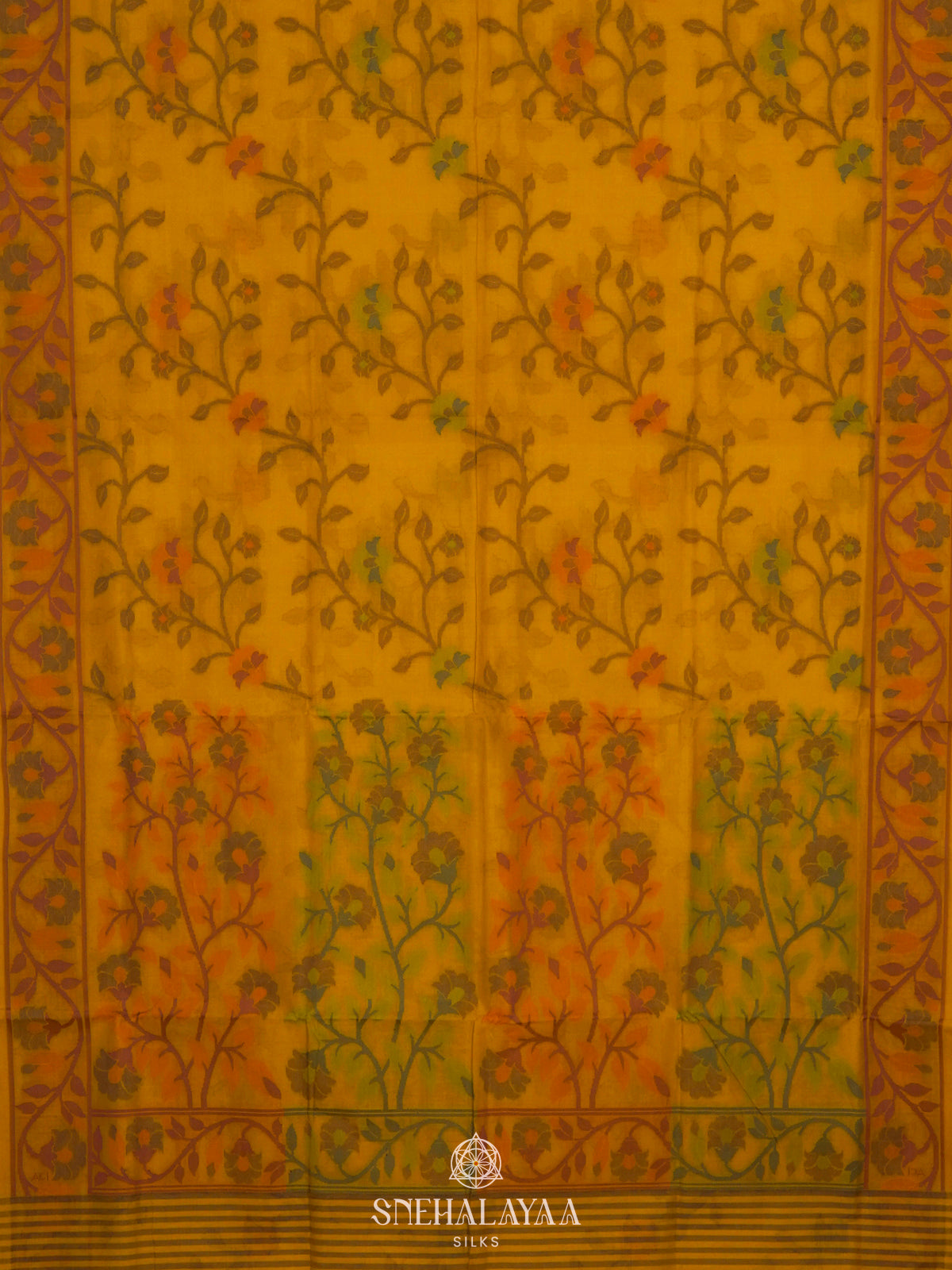 Yellow Bengal Cotton Saree
