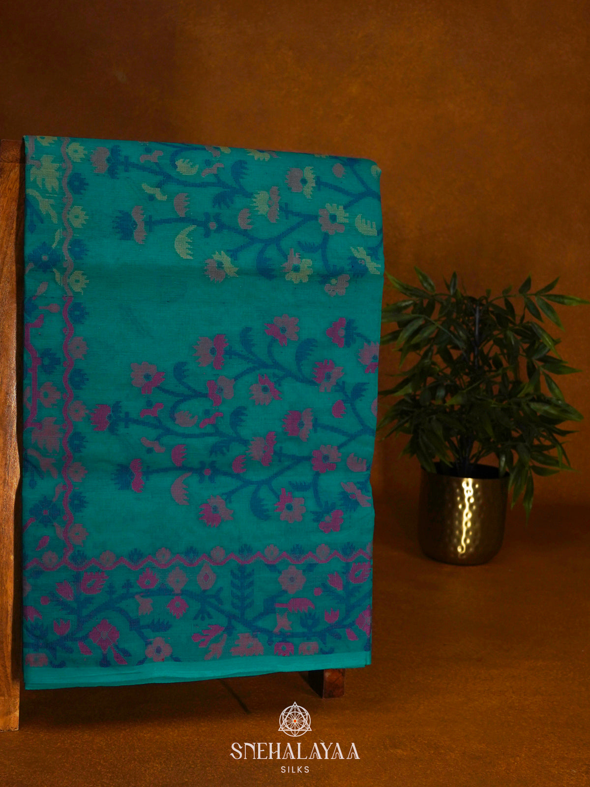 Peacock Blue Bengal Cotton Saree