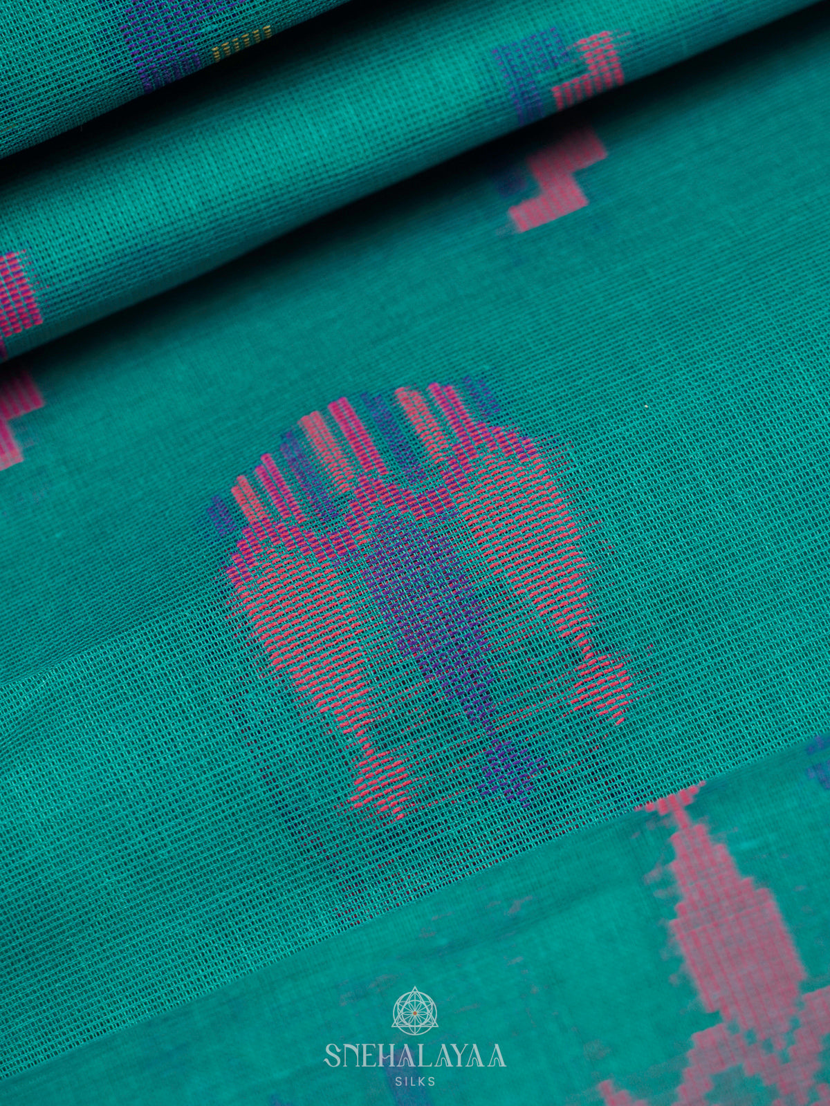 Peacock Blue Bengal Cotton Saree